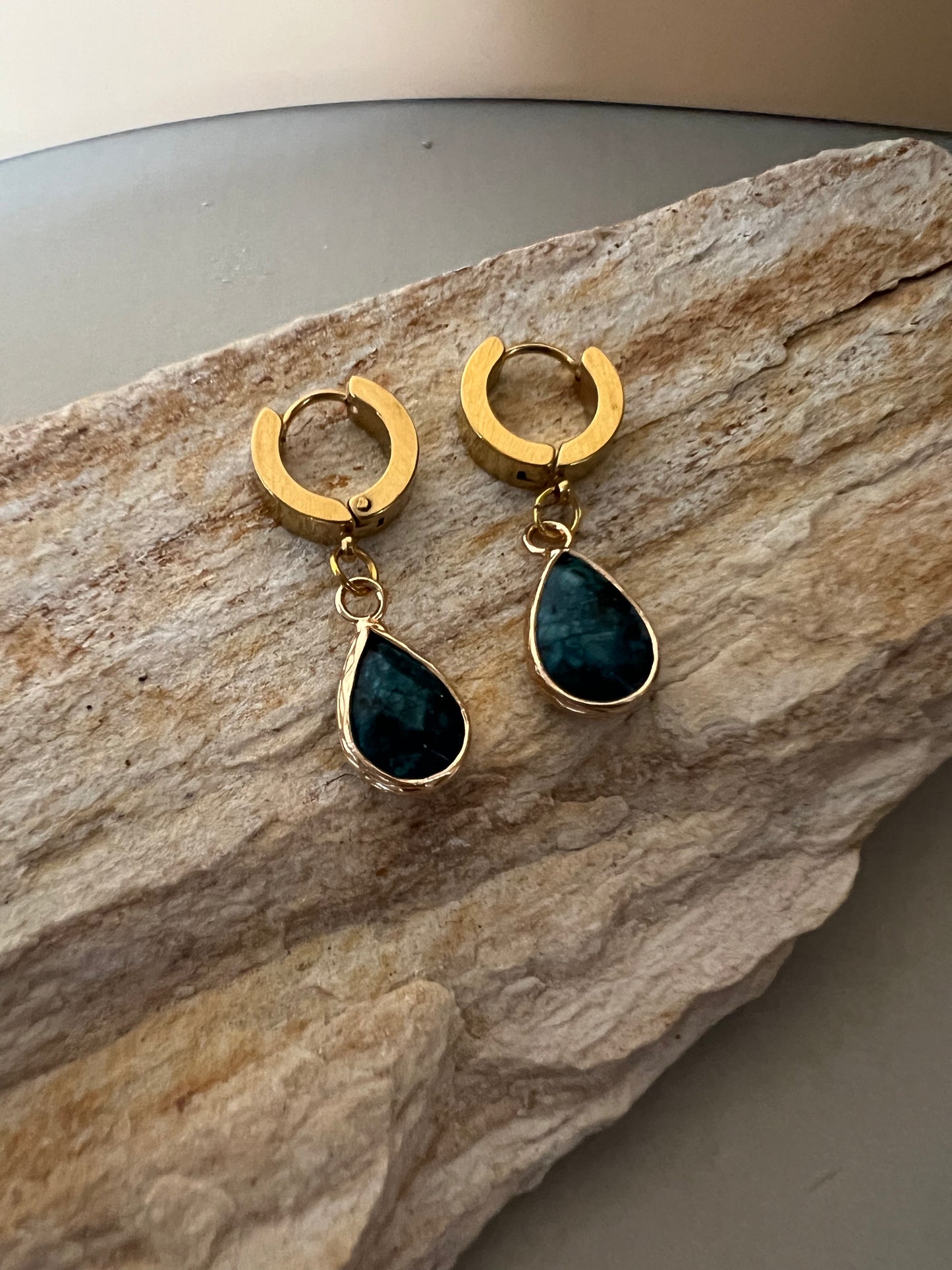 Crystal & Stone Dainty Gold Hoops