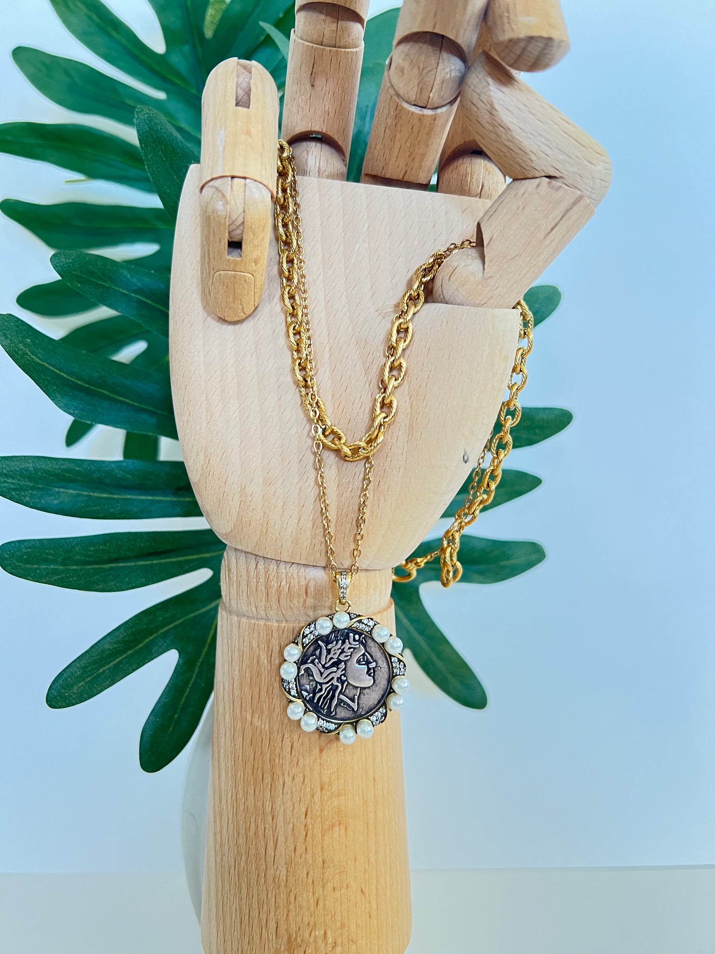 Antique Pearl Medallion Necklace
