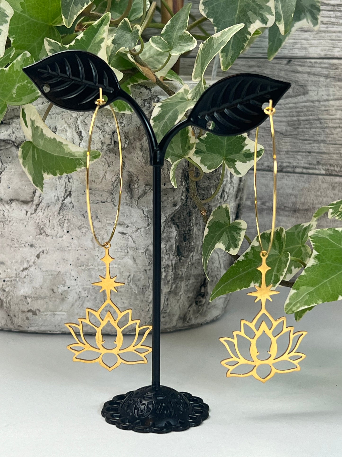 Lotus Buddha Pendant Hoops