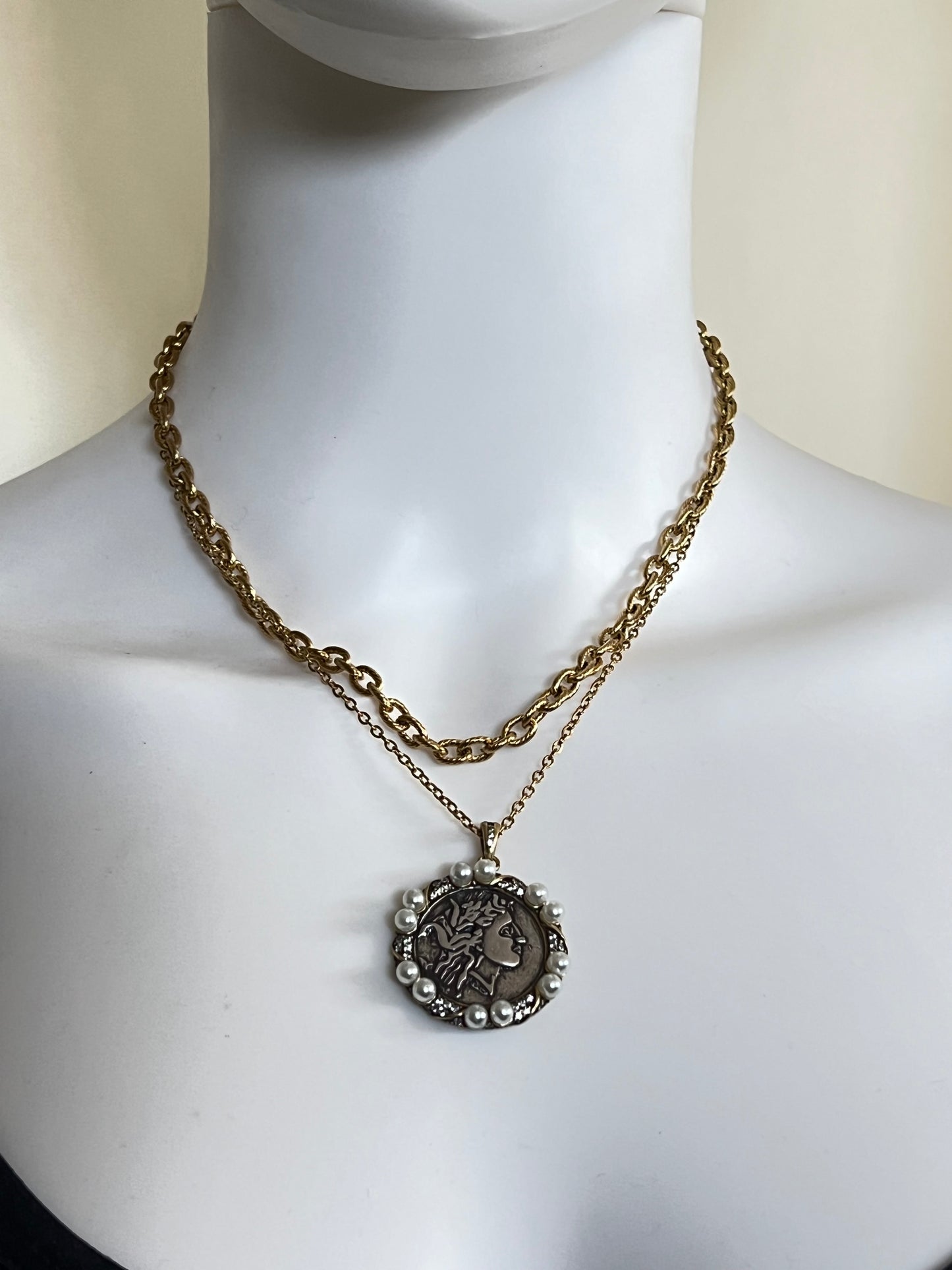 Antique Pearl Medallion Necklace