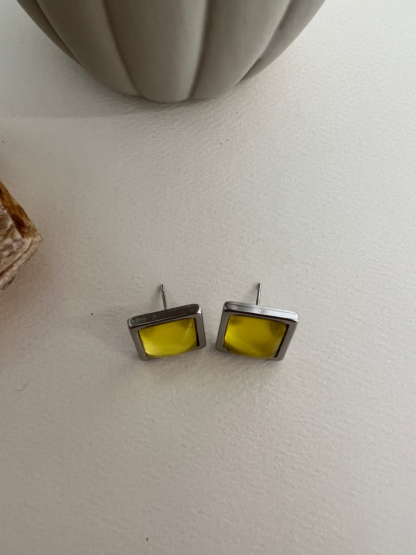 Square Silver Stud Earrings
