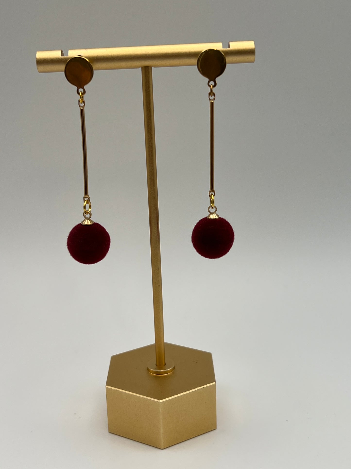 PomPom Long Dainty Gold Earrings