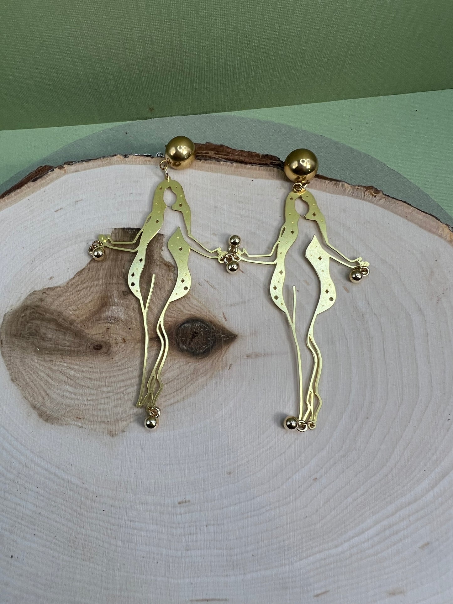 Brass Woman's Silhouette Earrings