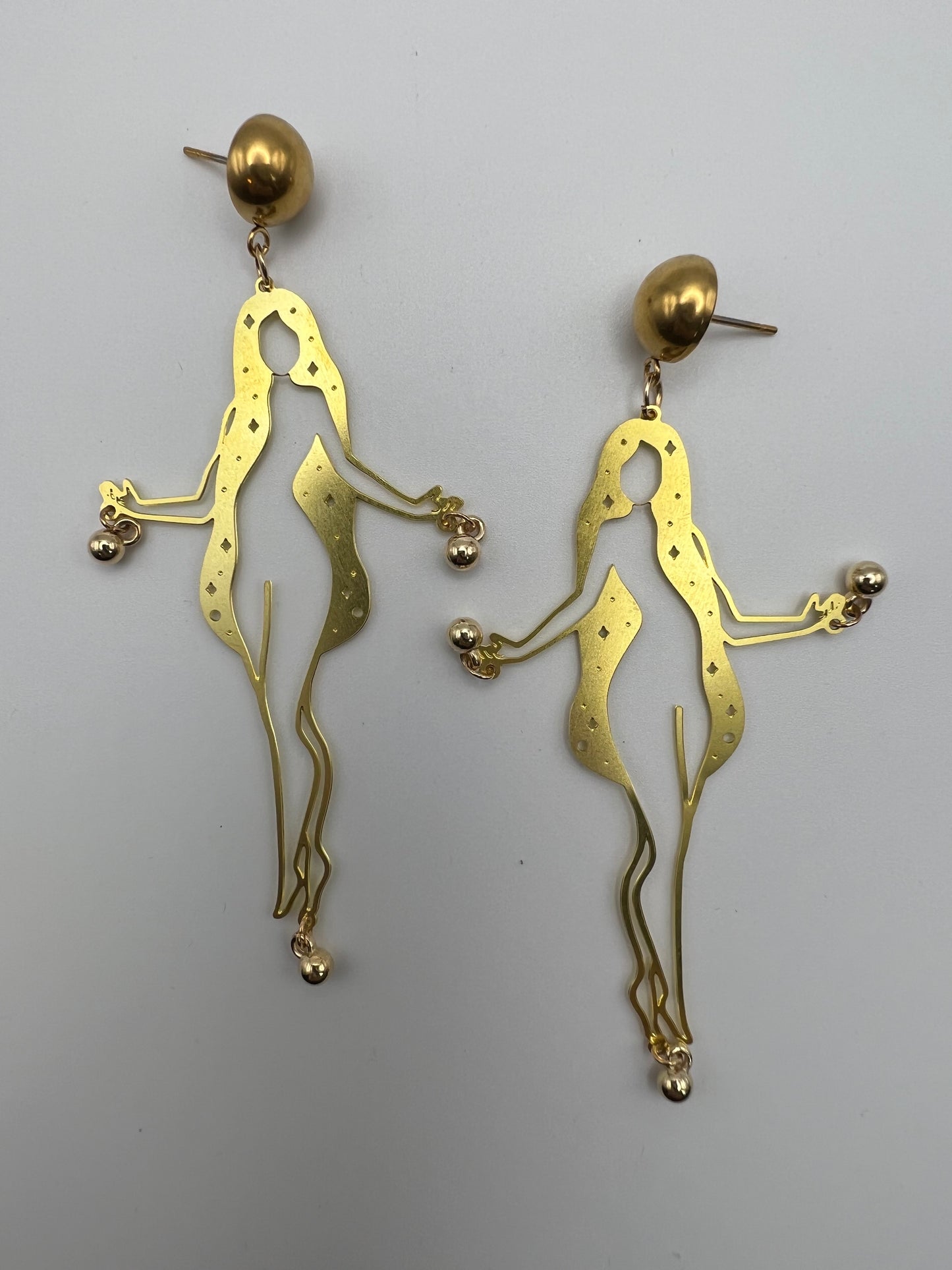Brass Woman's Silhouette Earrings