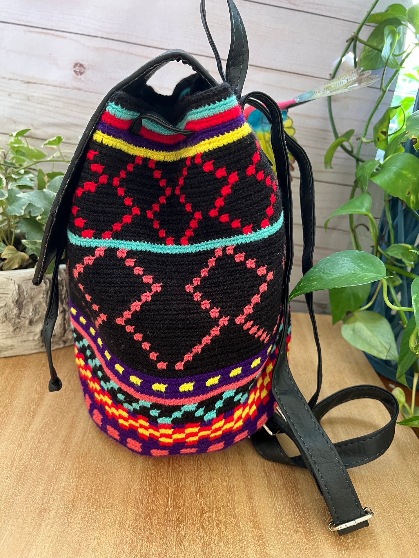 Bohemian Colorful Knitted Backpack