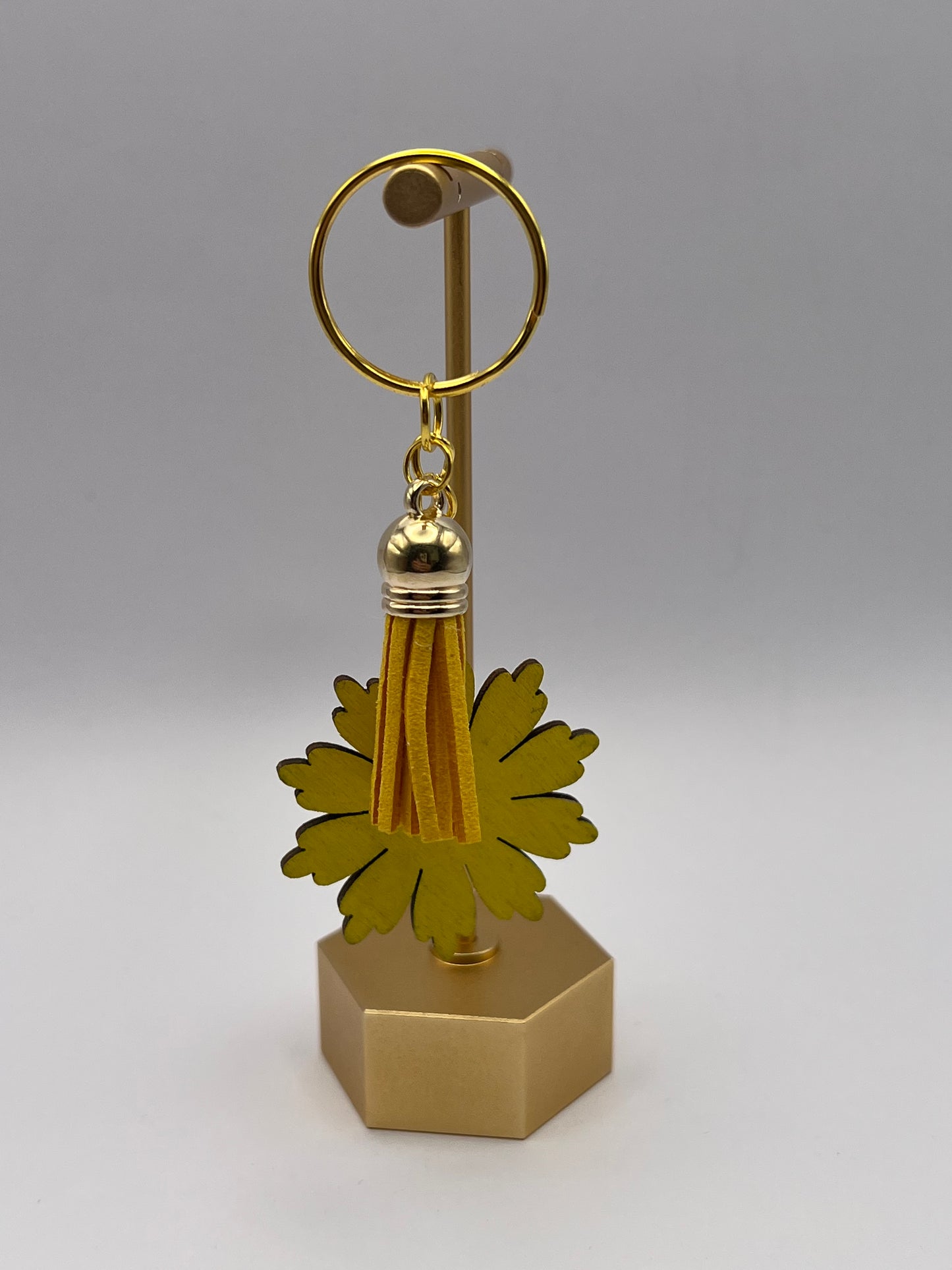 Hand-Painted Yellow Flower Keychain