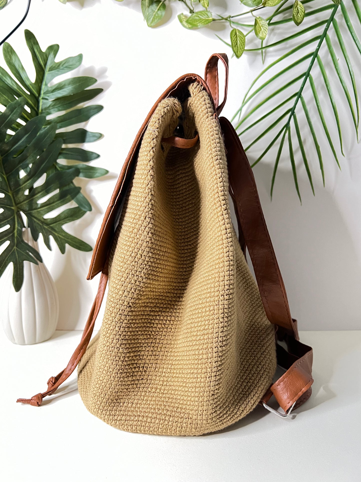 Classic Tan Handwoven Backpack