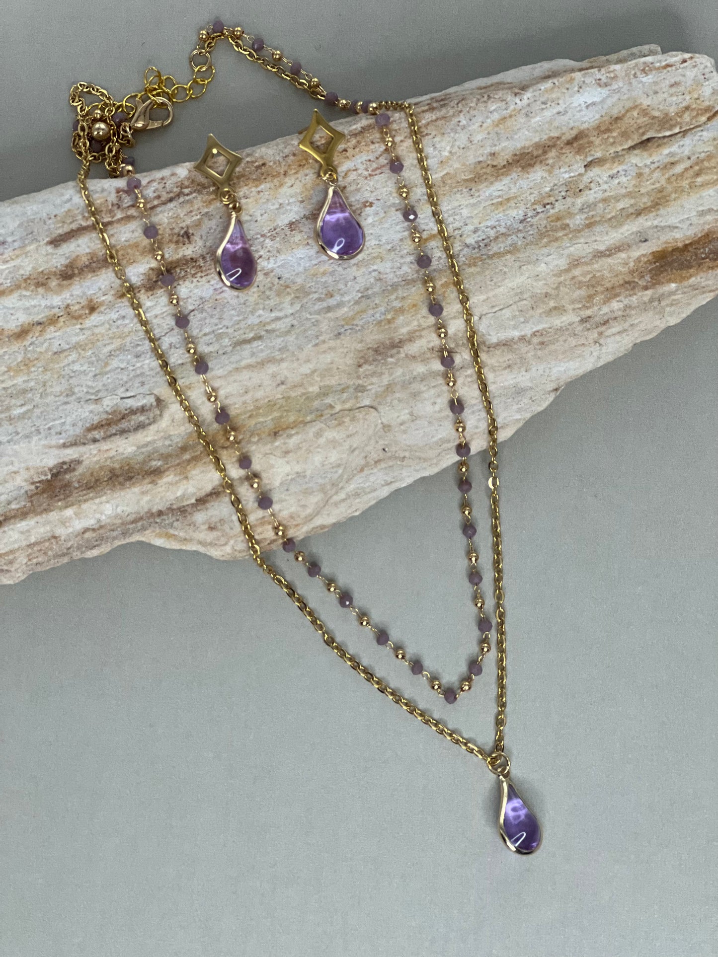 Teardrop Pendant Layered Necklace Set