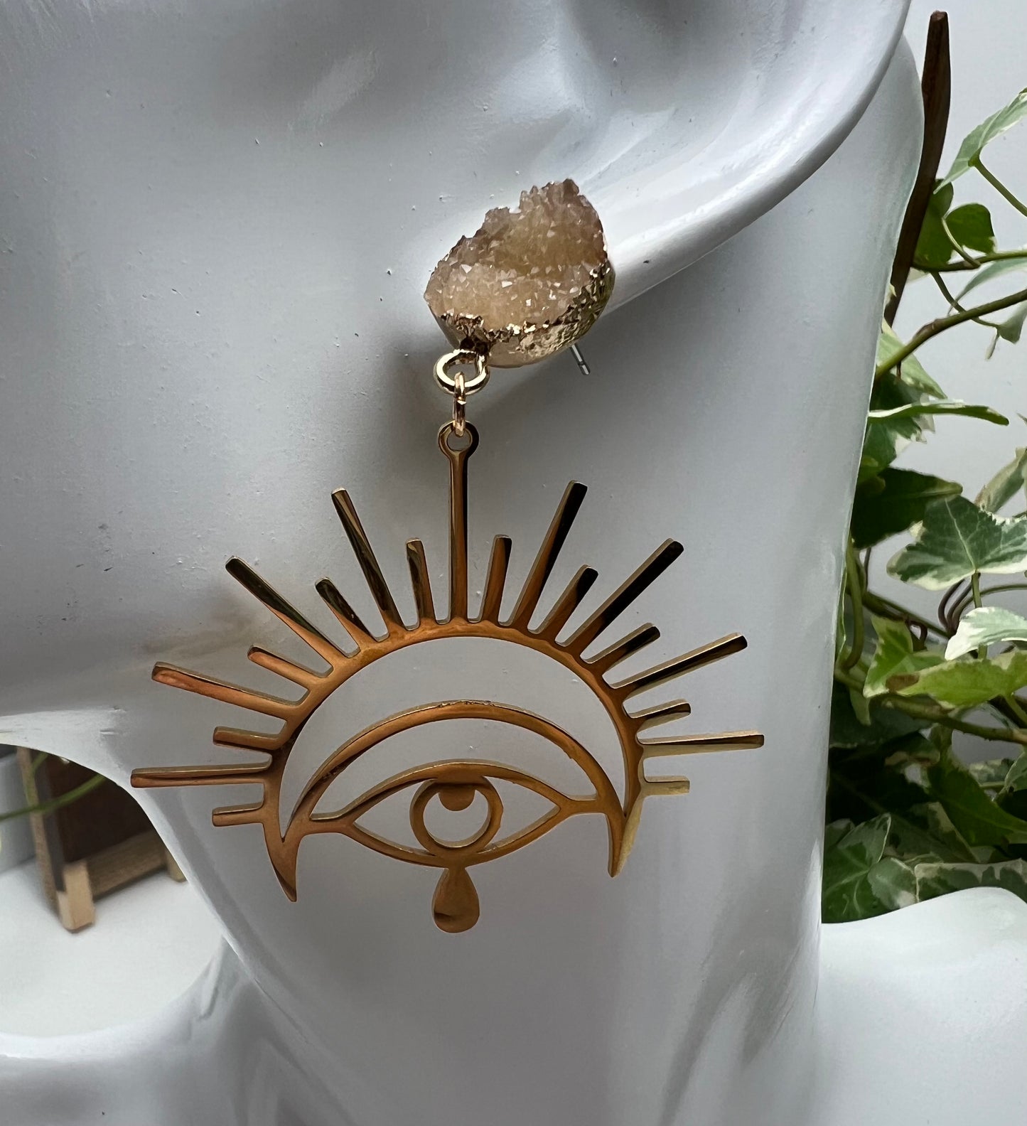 All Seeing Eye & Moon Statement Earrings