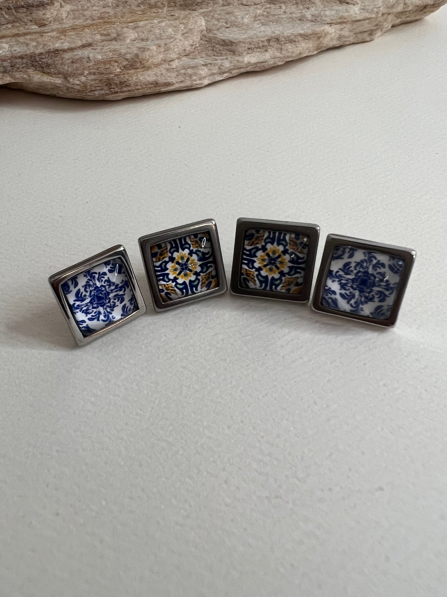 Blue & Silver Stud Earrings