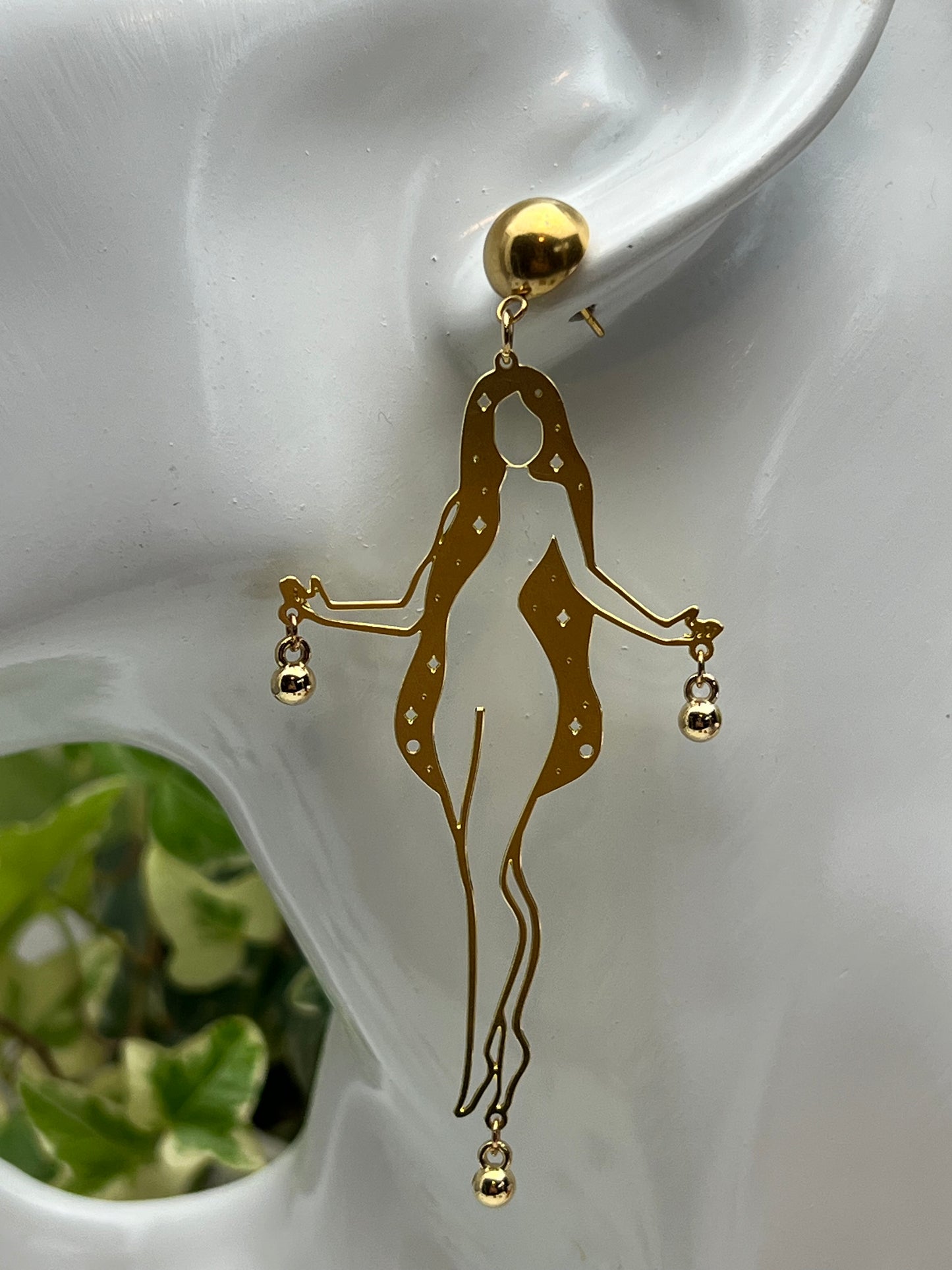 Brass Woman's Silhouette Earrings