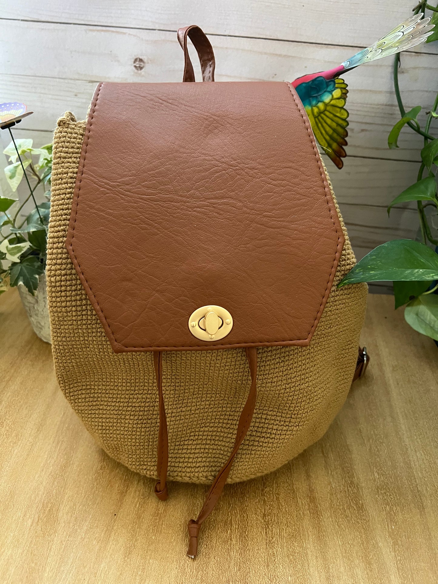 Classic Tan Handwoven Backpack