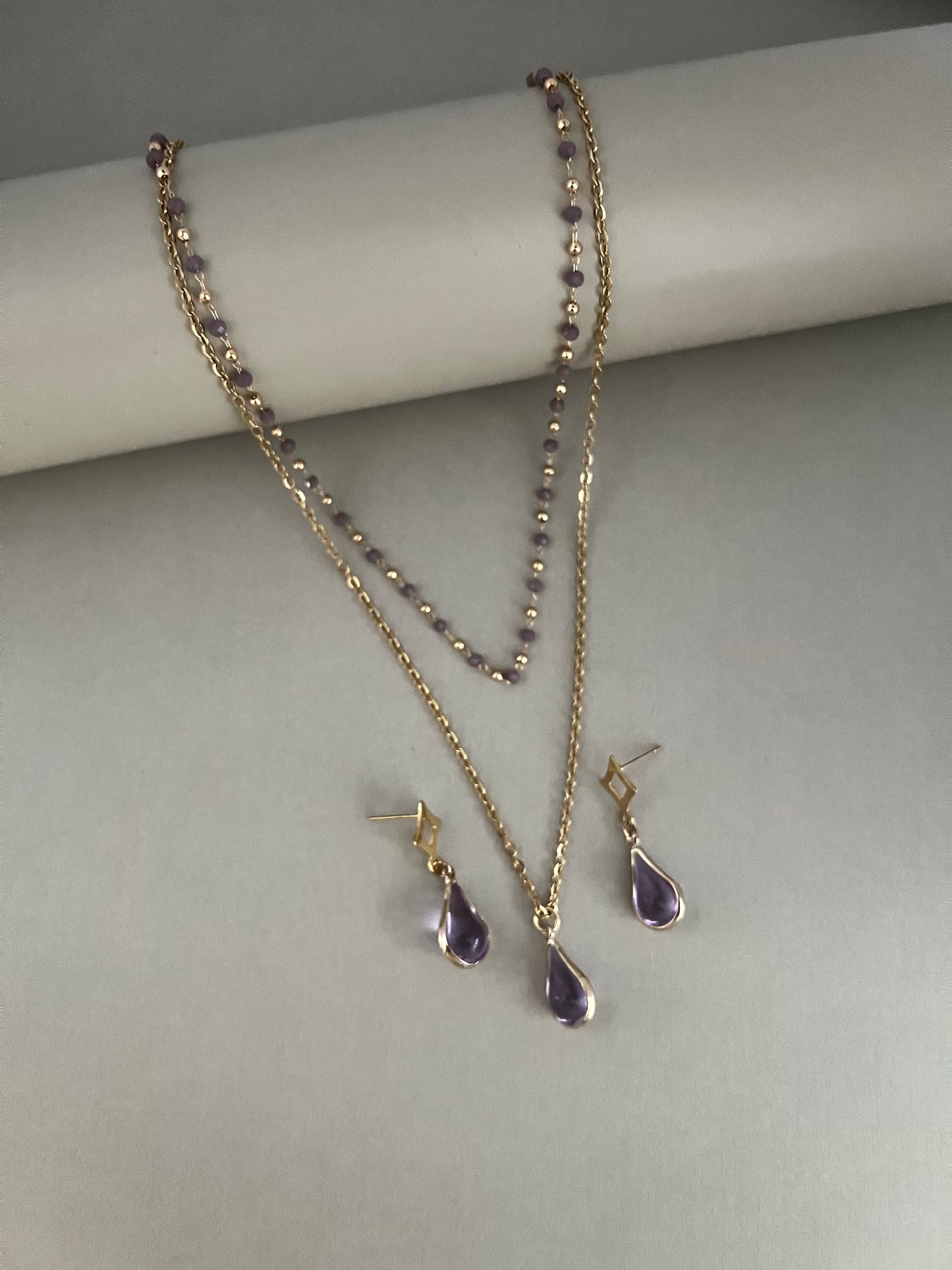 Teardrop Pendant Layered Necklace Set