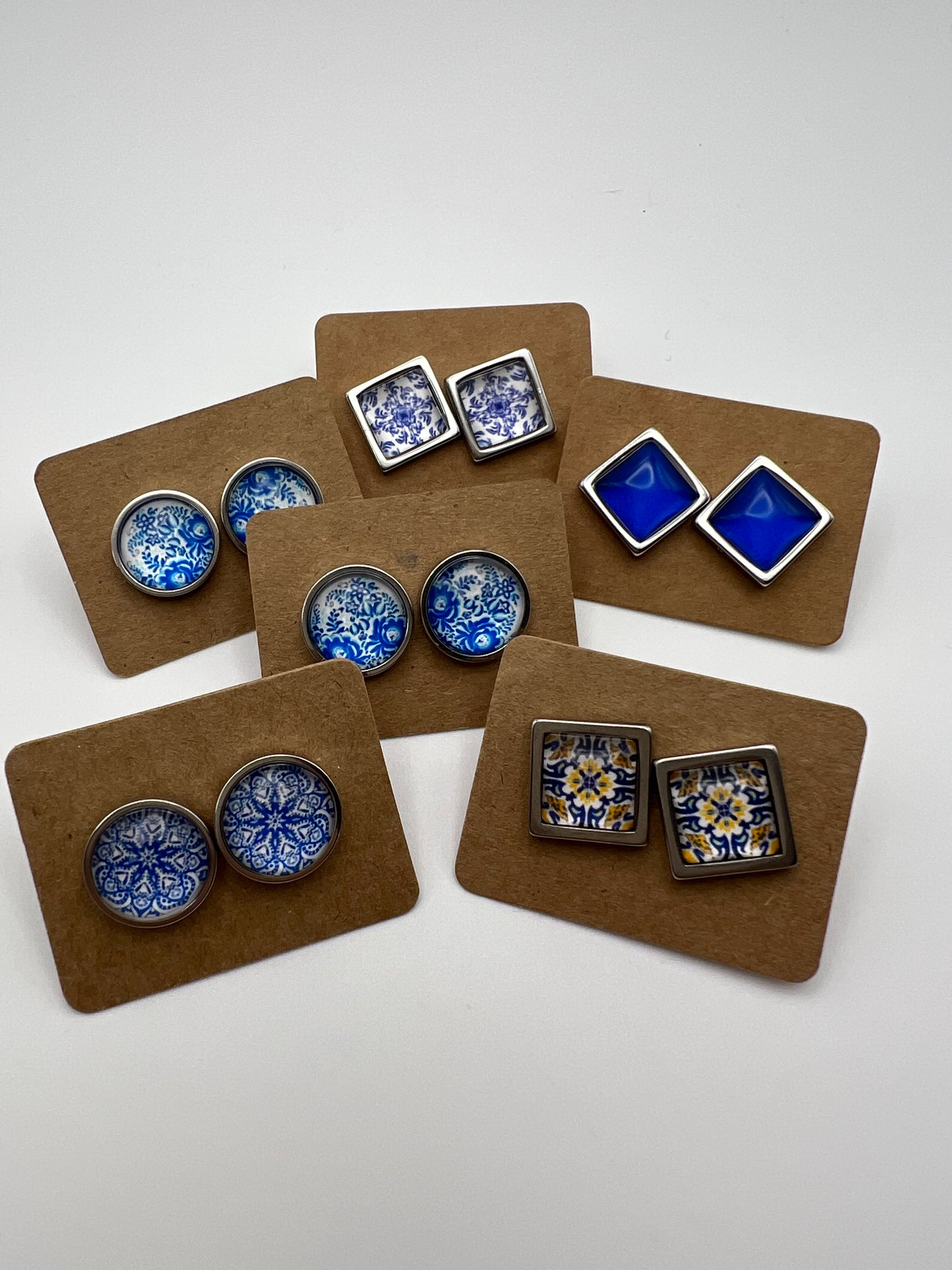 Blue & Silver Stud Earrings