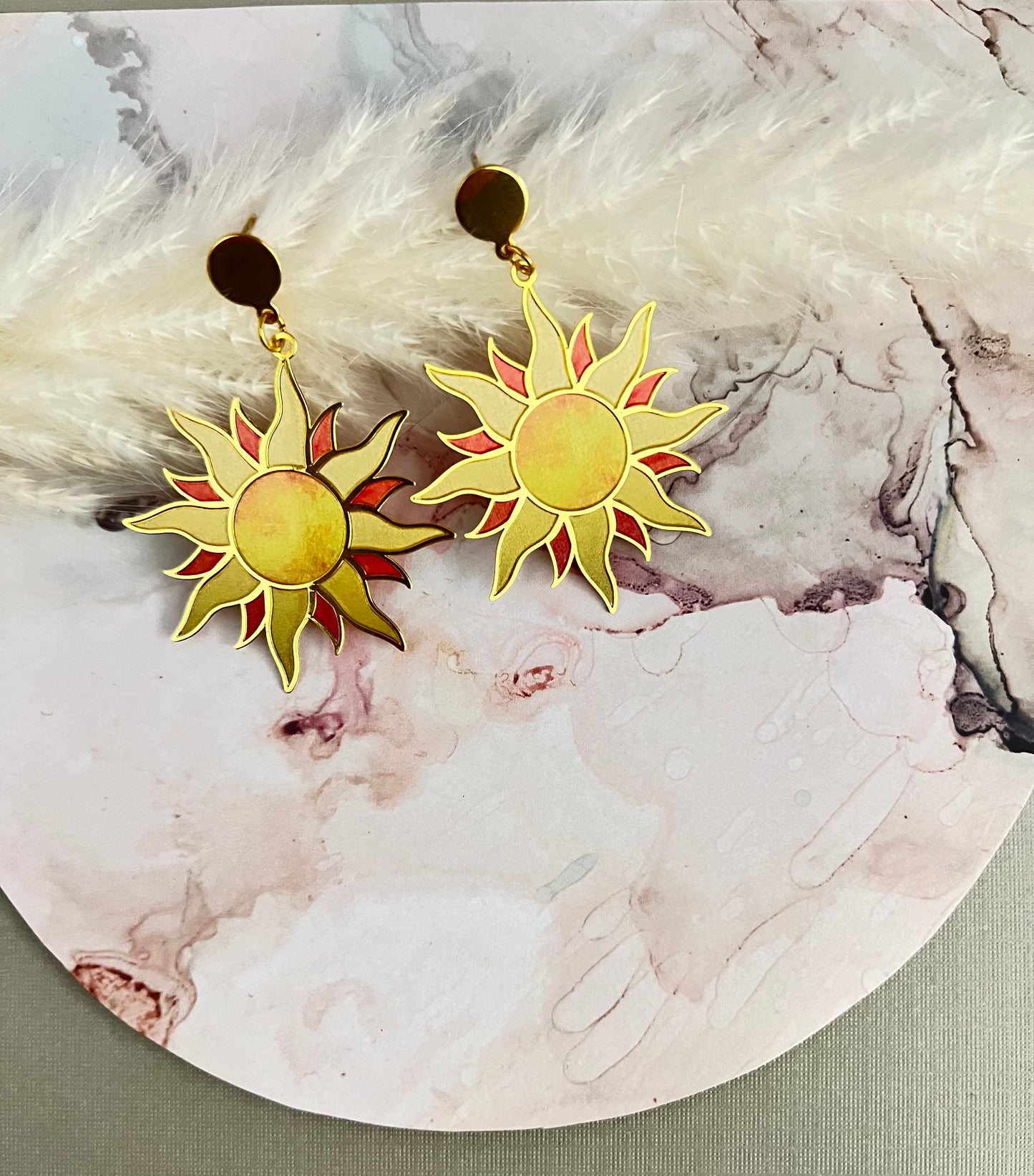 Brass Sun Statement Earrings