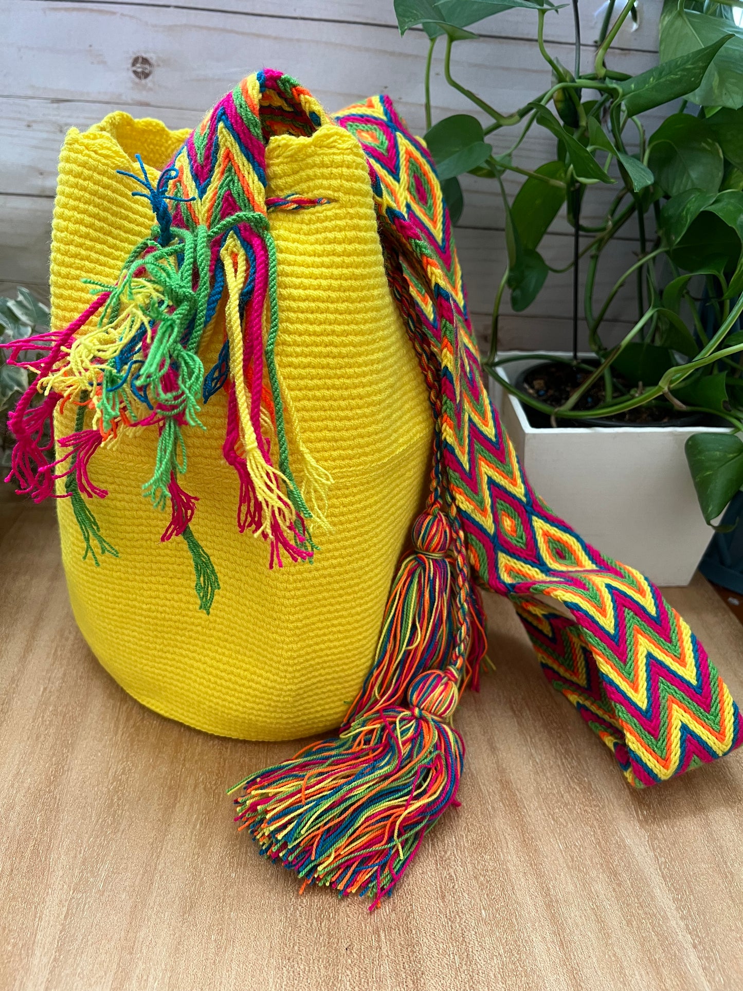 Bright Yellow Wayuu Mochila Bag