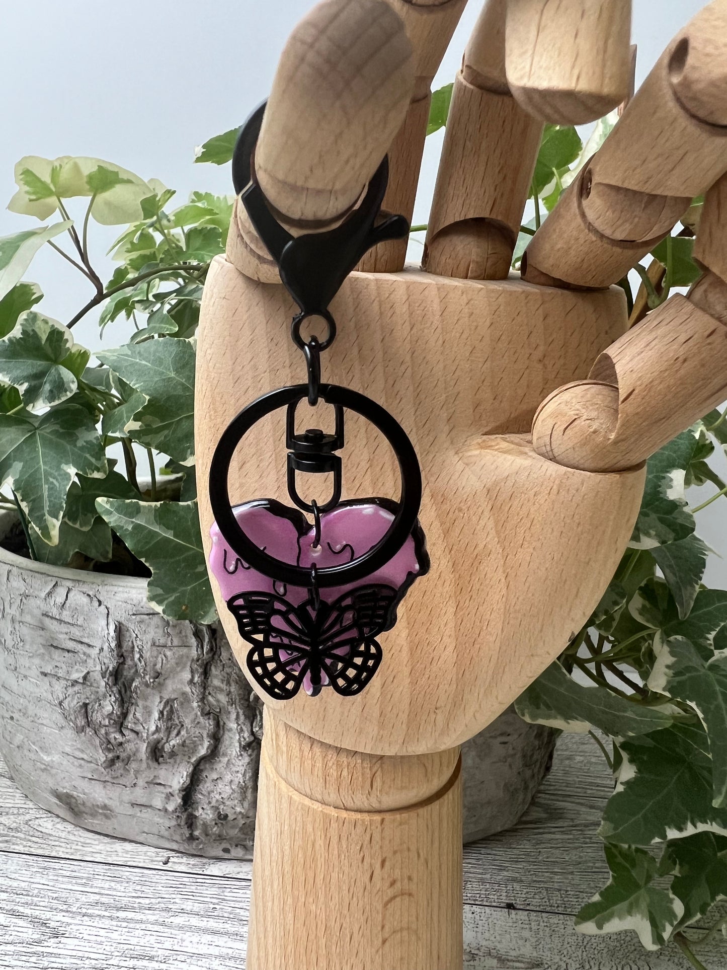 Pastel Goth Melted Heart Keychain