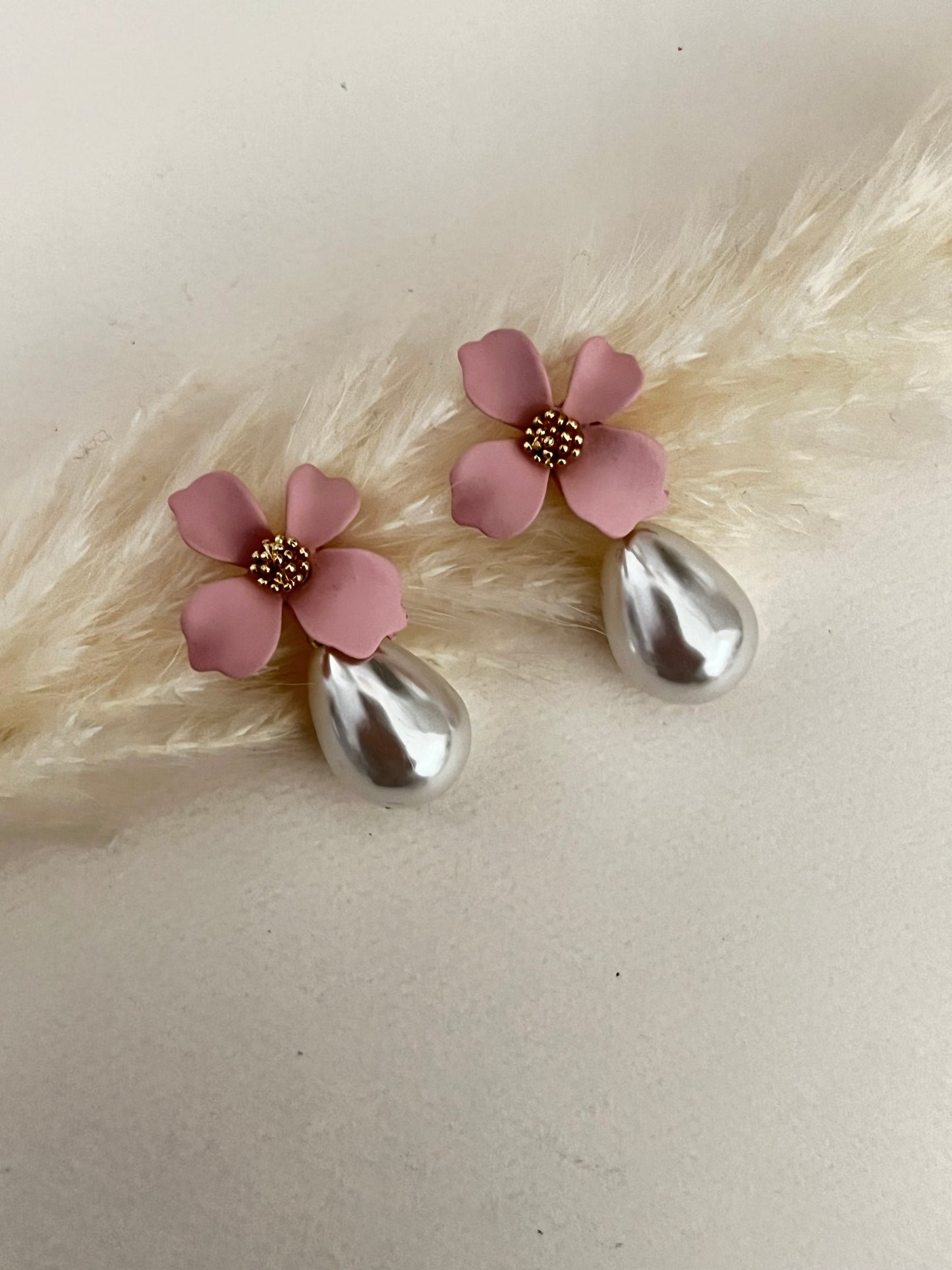 Flower & Pearl Drop Earrings