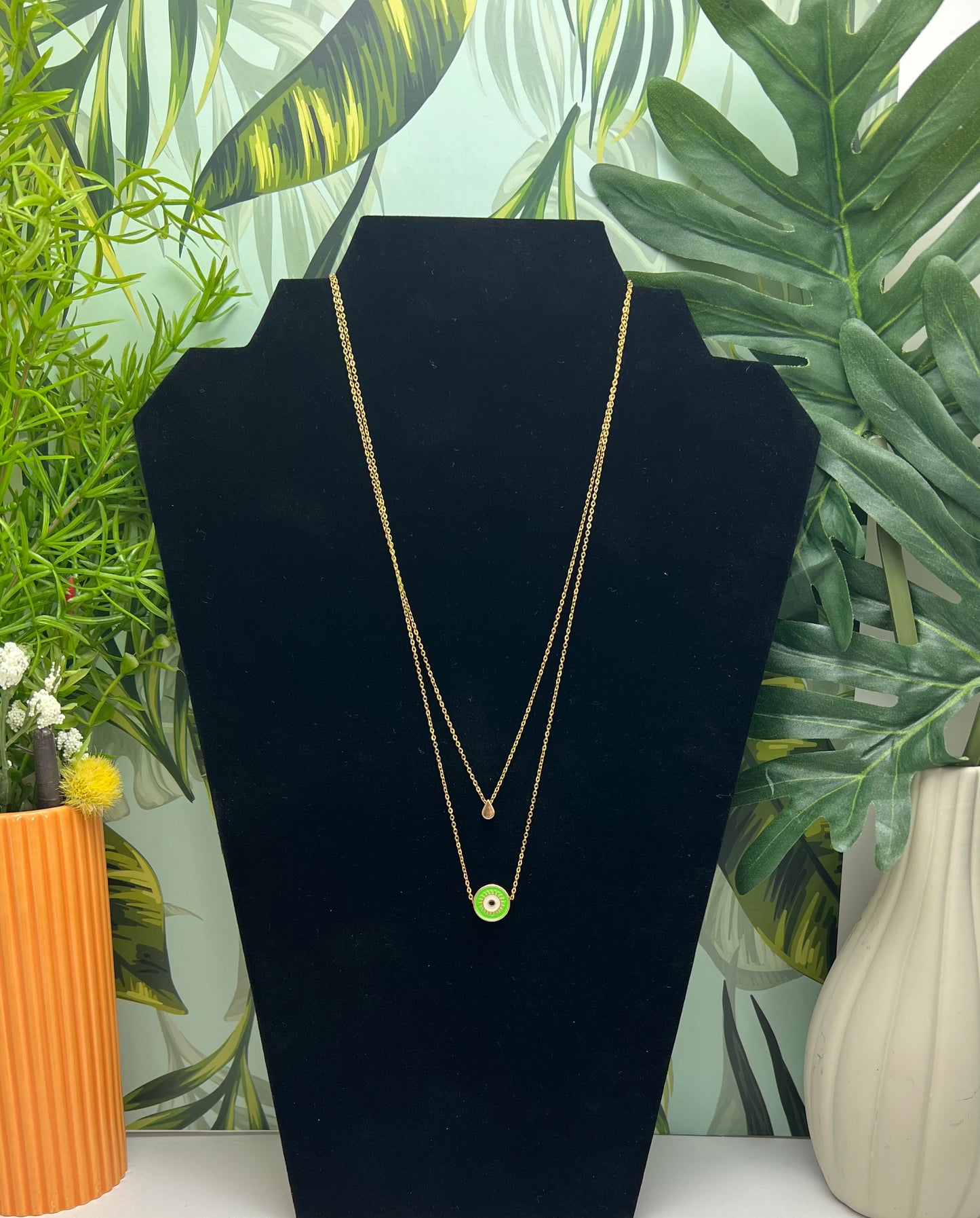 Pop-of-Color Evil Eye Necklace