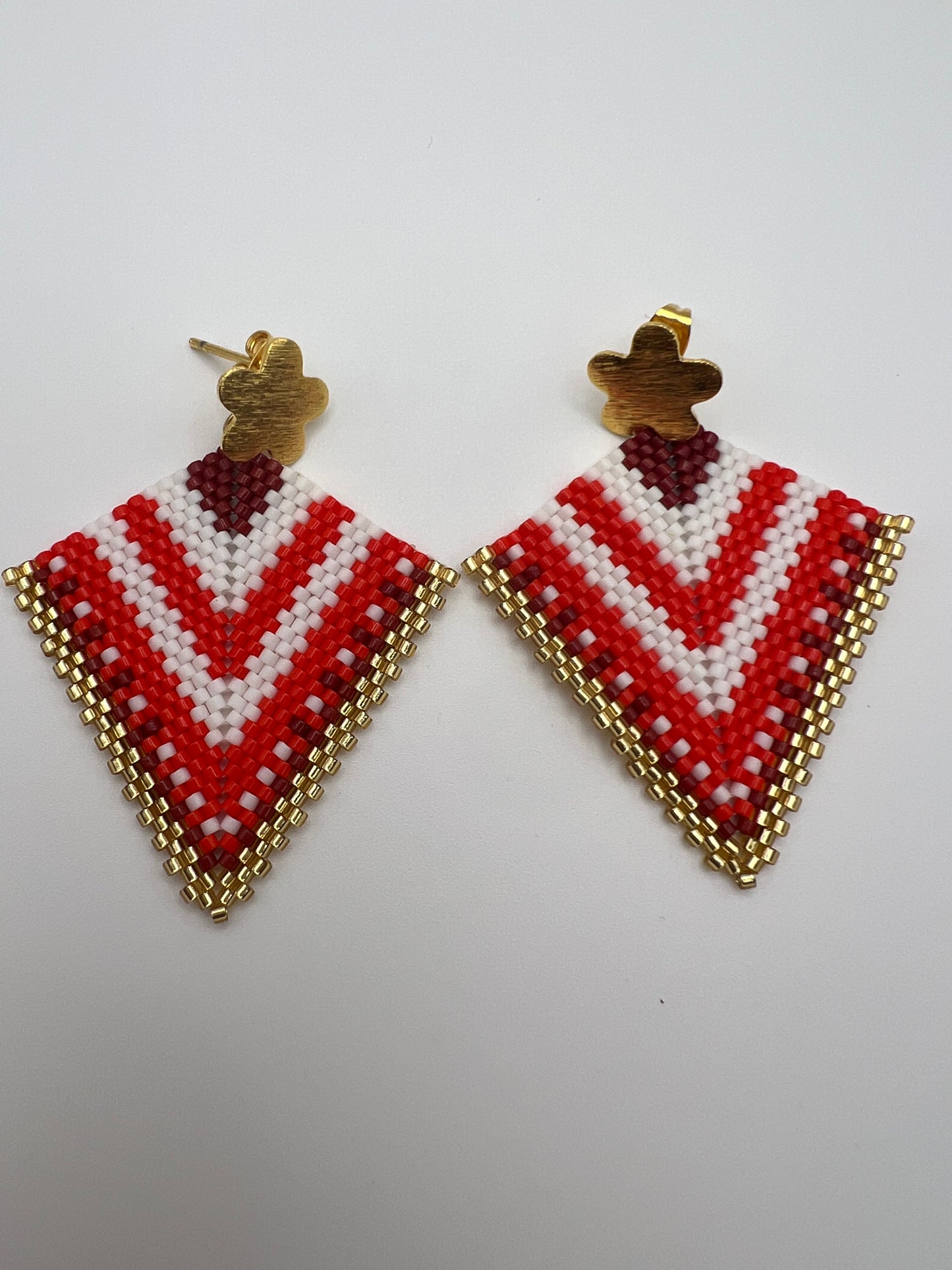 Geometric Floral Beaded Earrings