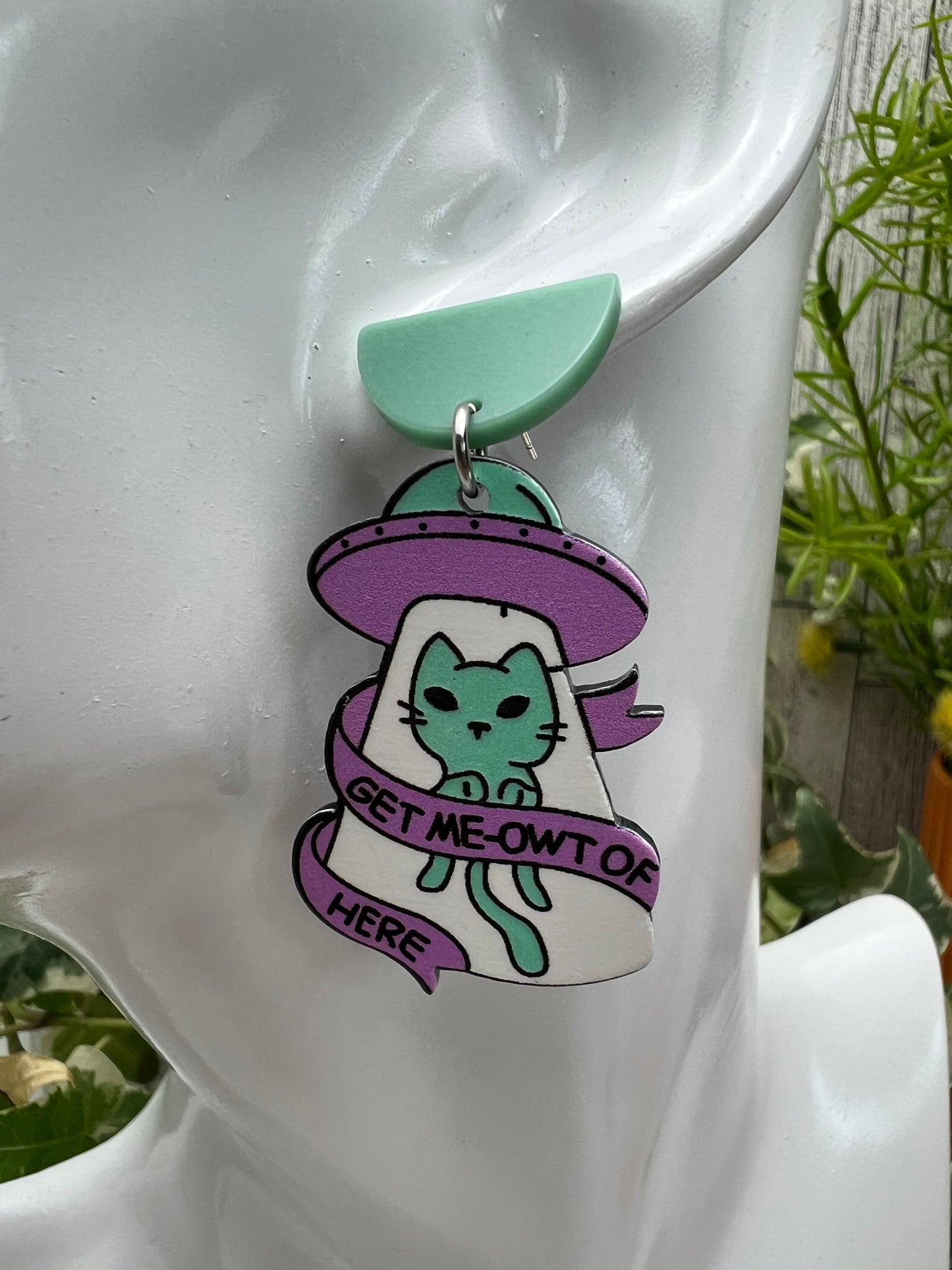Cat & Aliens Dangle Earrings