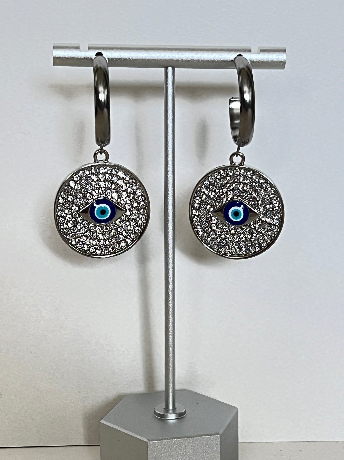 Evil Eye Zircon Hoop Earrings