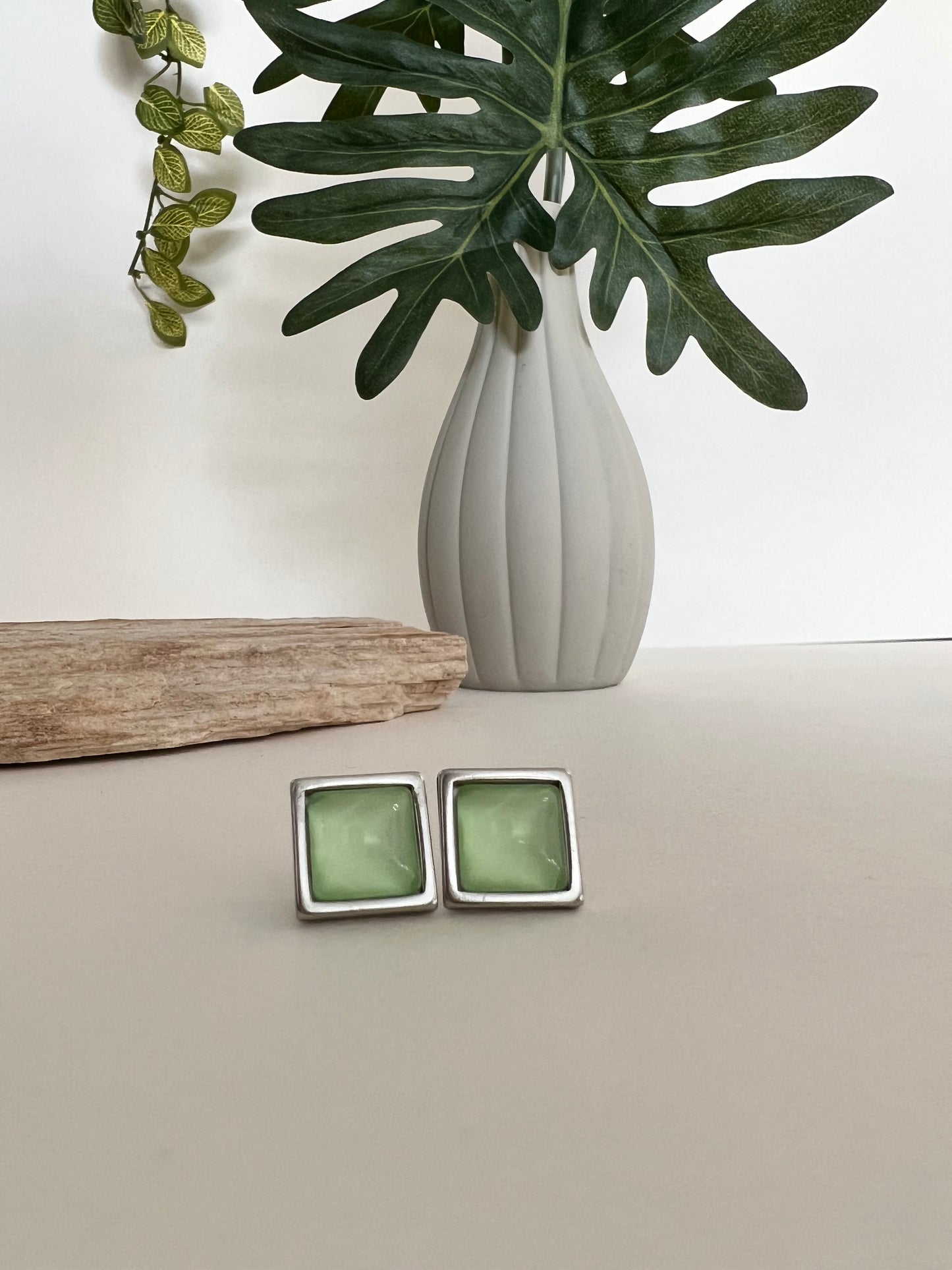 Square Silver Stud Earrings