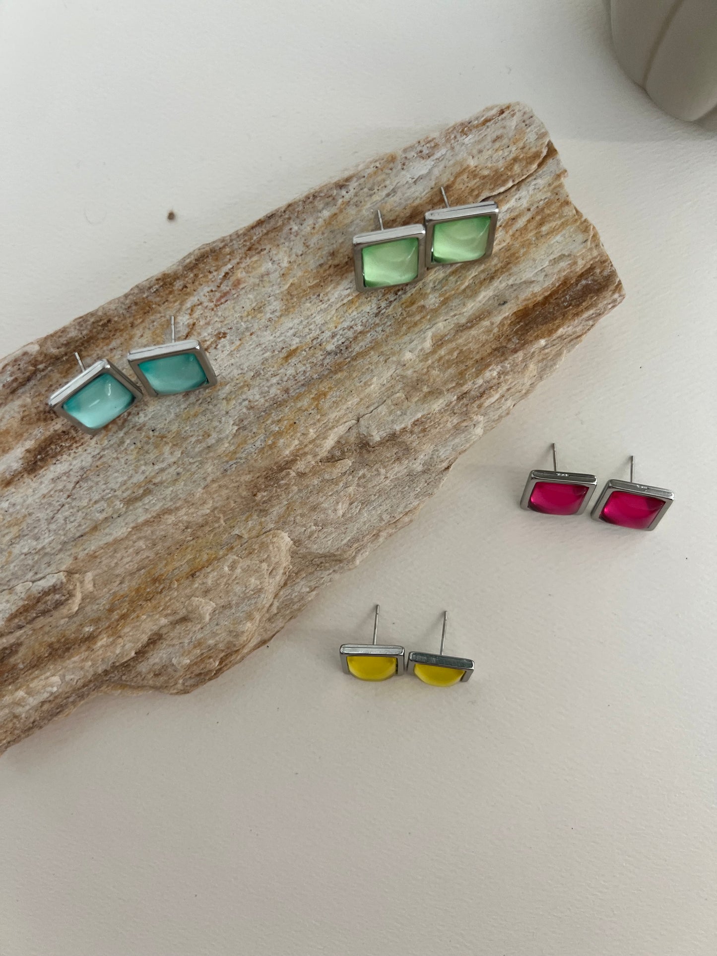 Square Silver Stud Earrings