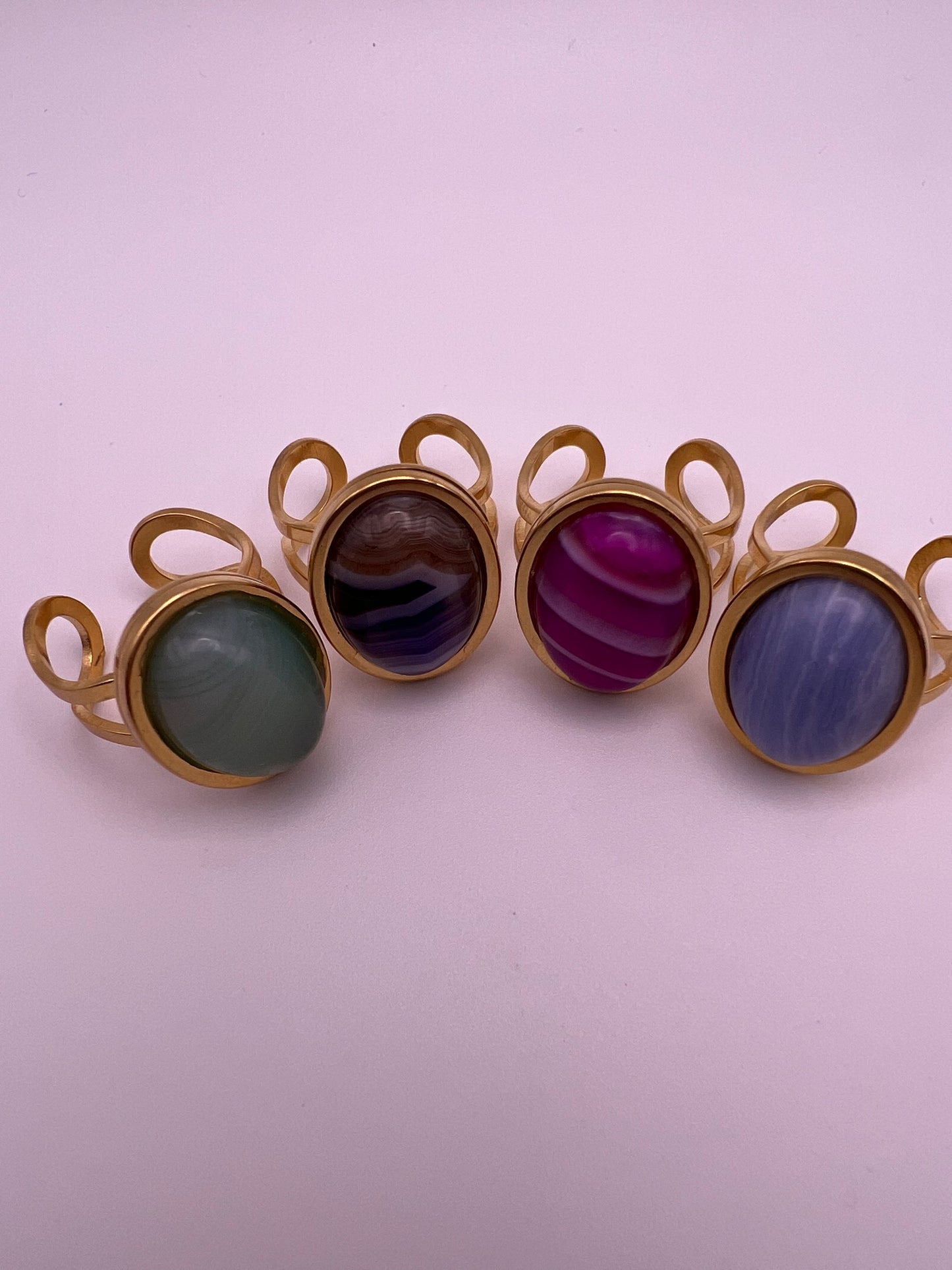 Agate Oval Statement Rings