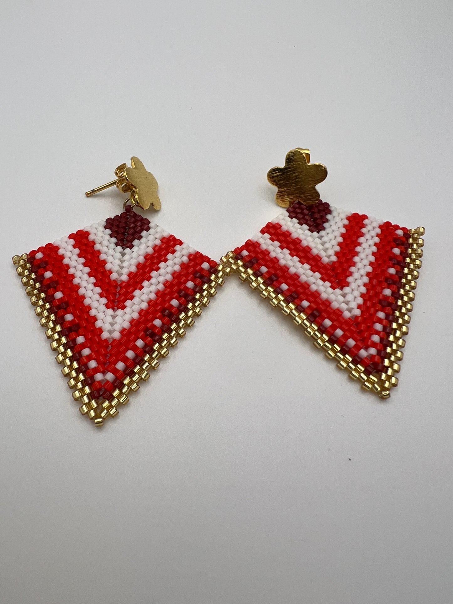 Geometric Floral Beaded Earrings