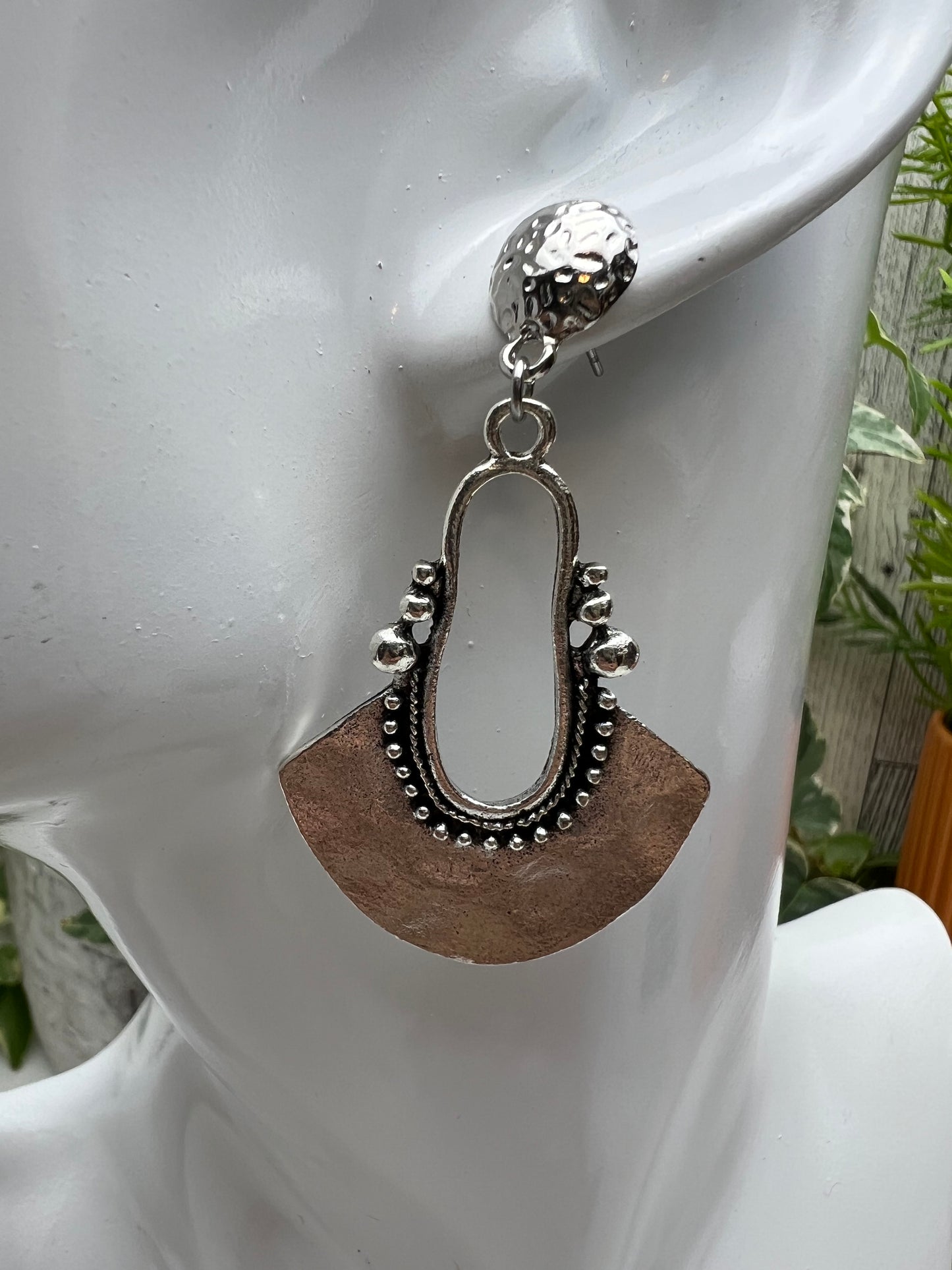 Western Boho Silver Dangle Earrings