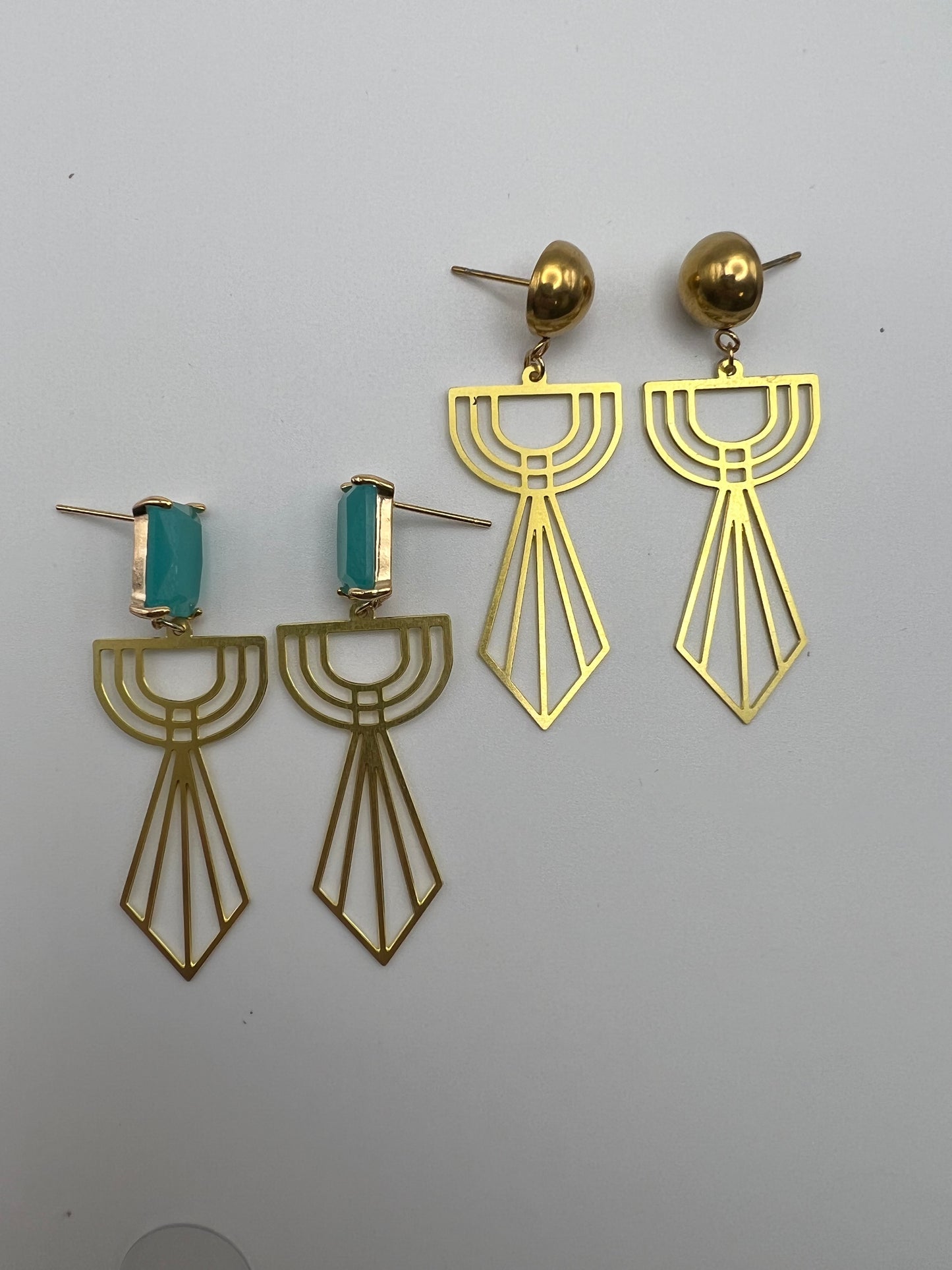 Art Deco-Inspired Brass Earrings