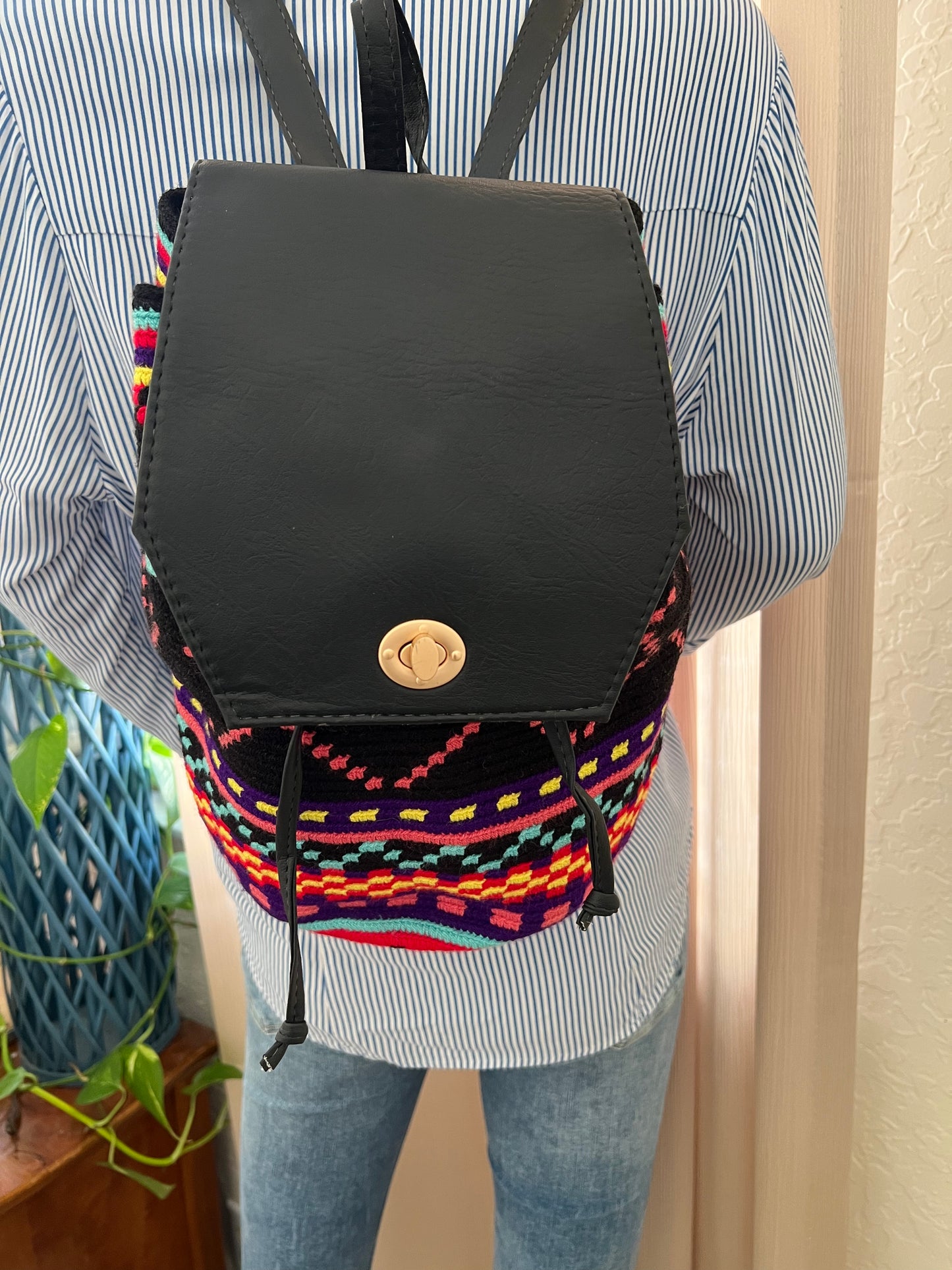 Bohemian Colorful Knitted Backpack