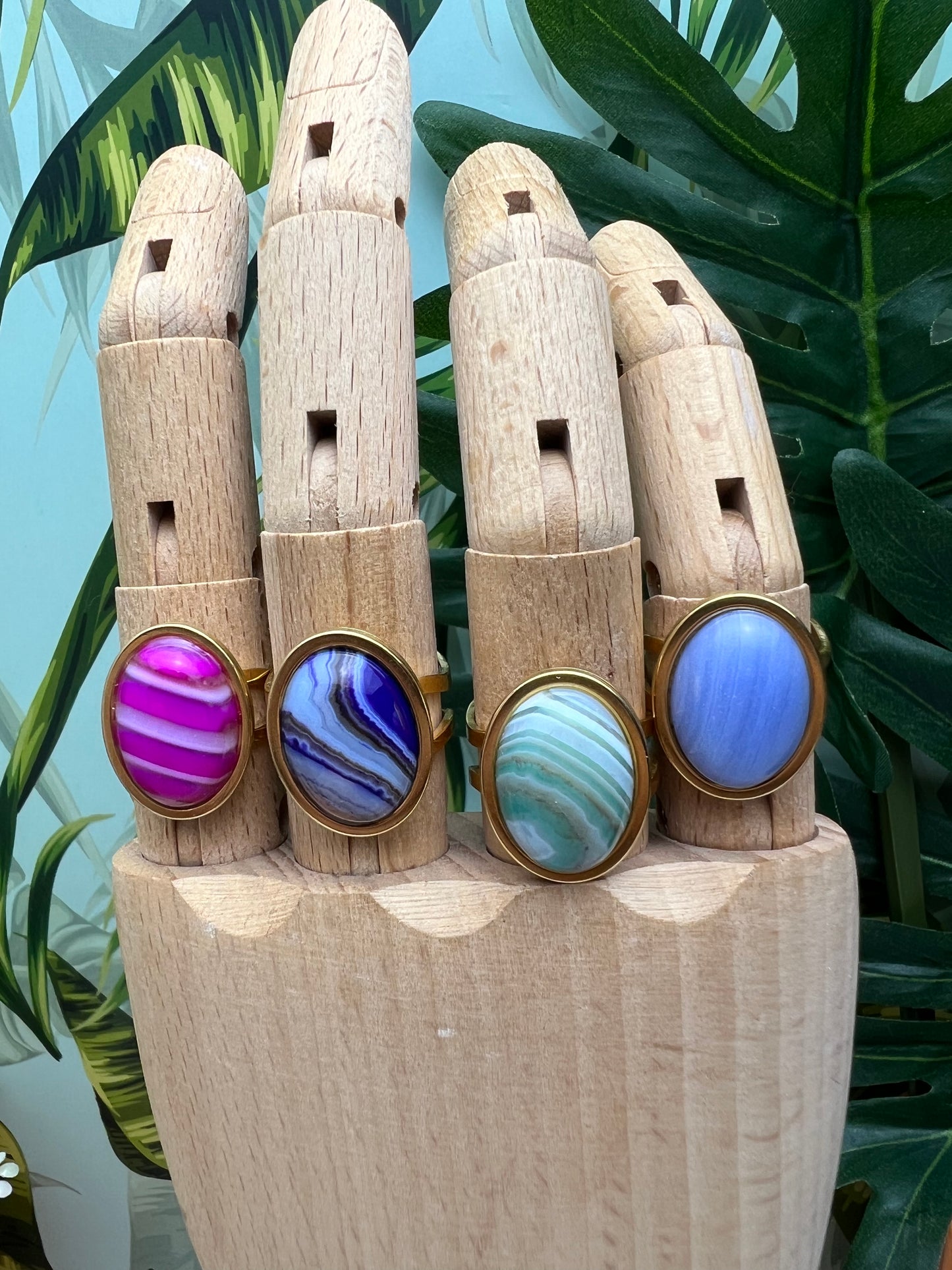 Agate Oval Statement Rings