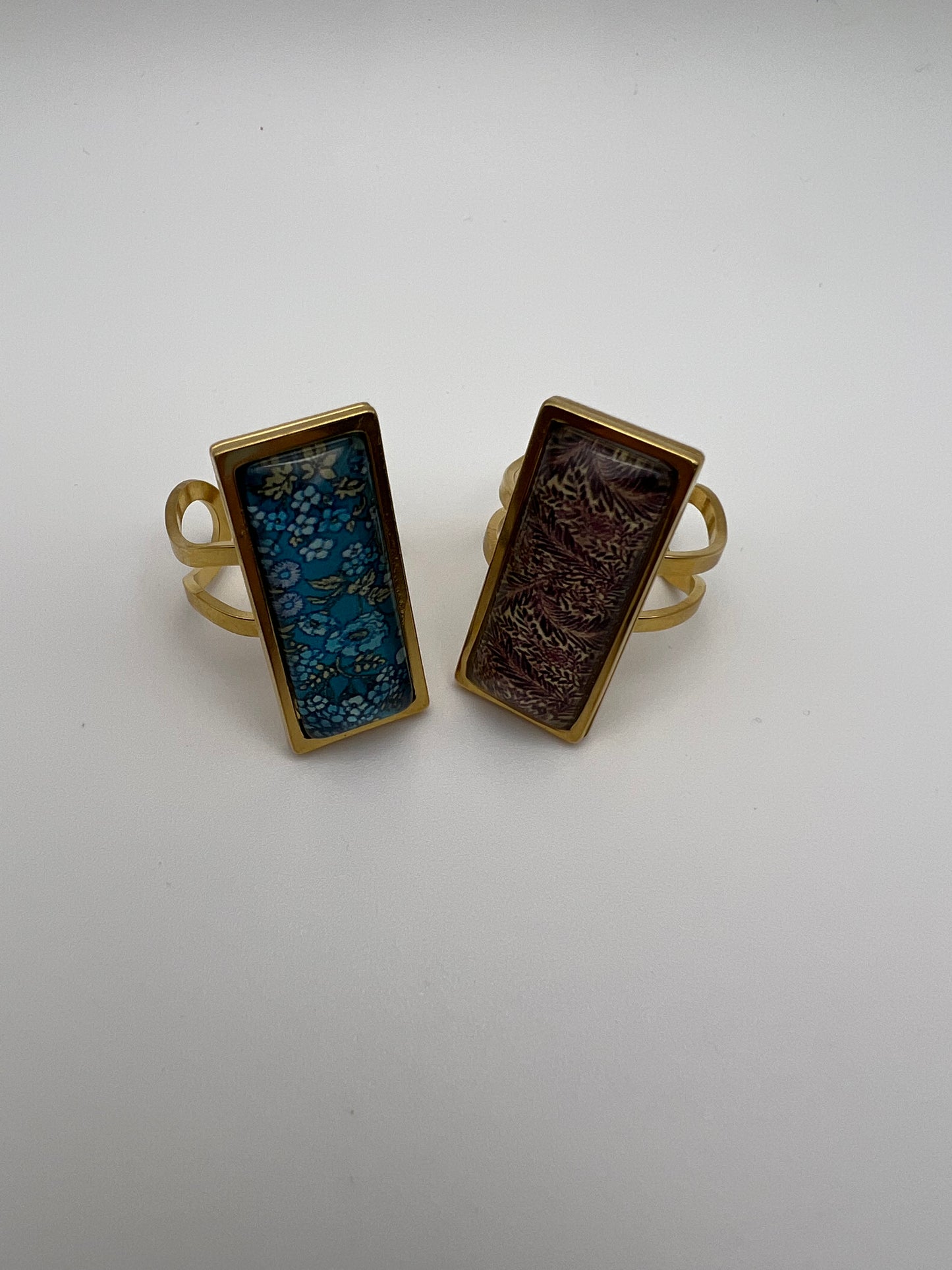 Floral Design Rectangular Rings
