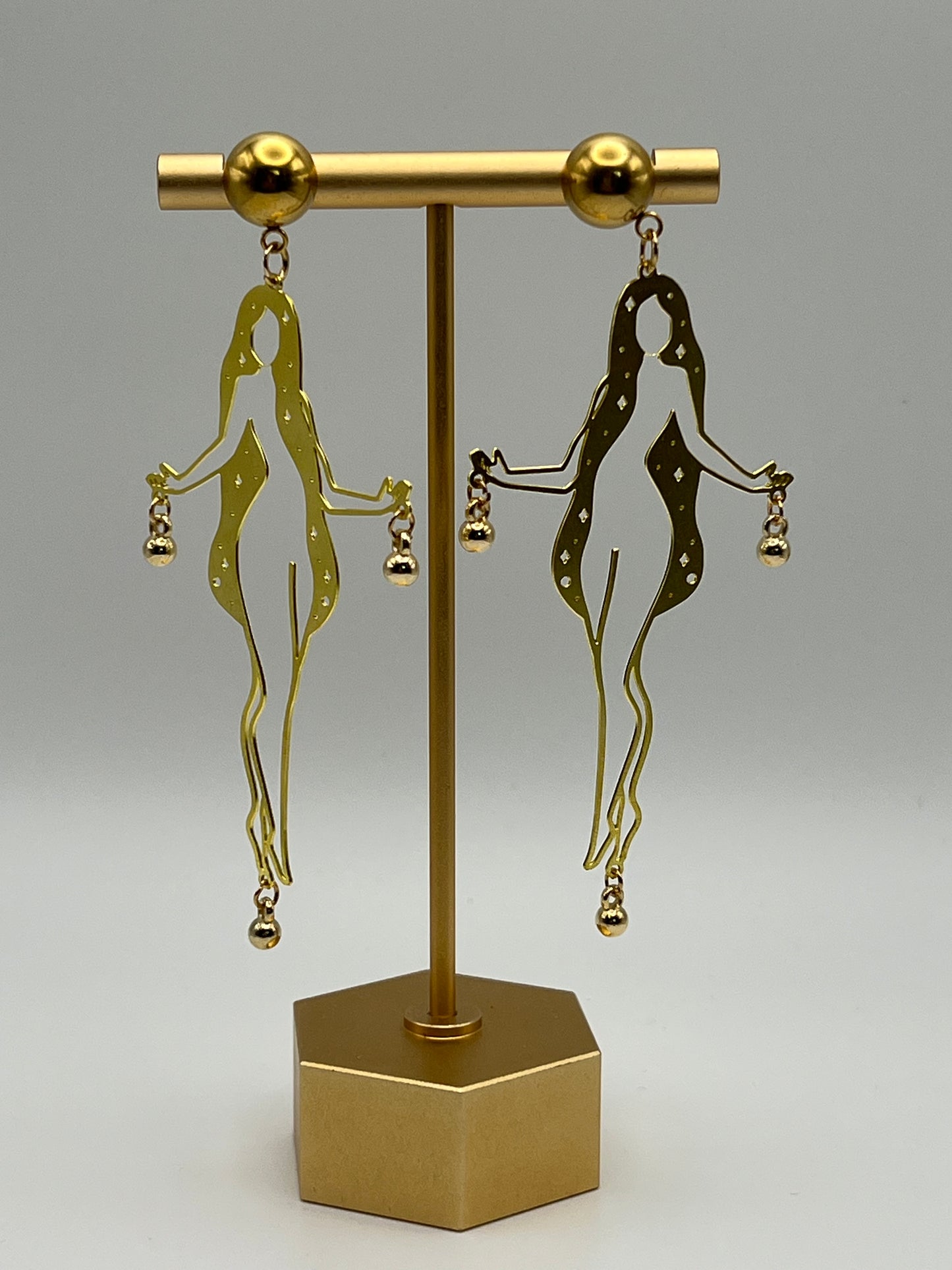 Brass Woman's Silhouette Earrings