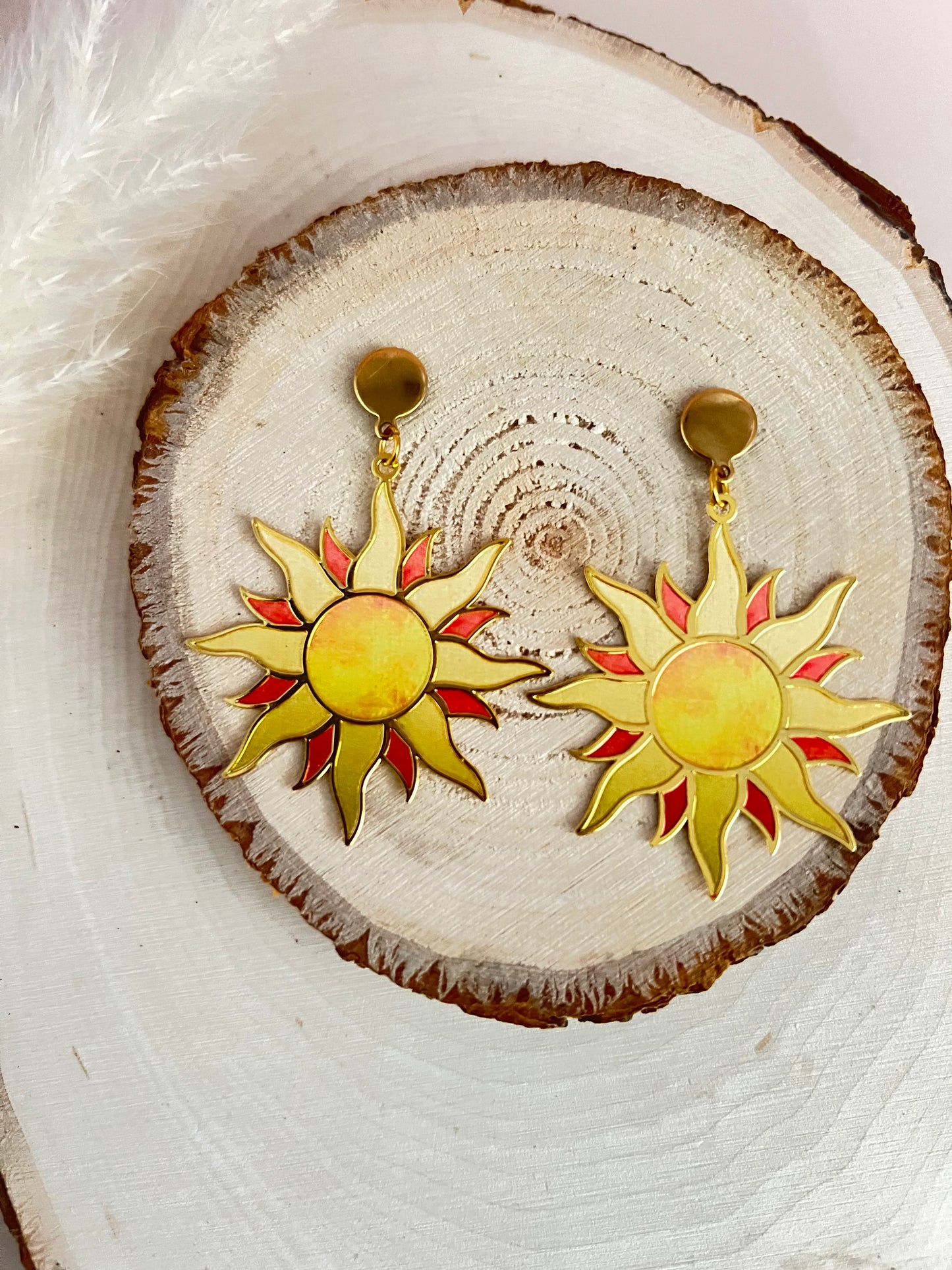 Brass Sun Statement Earrings