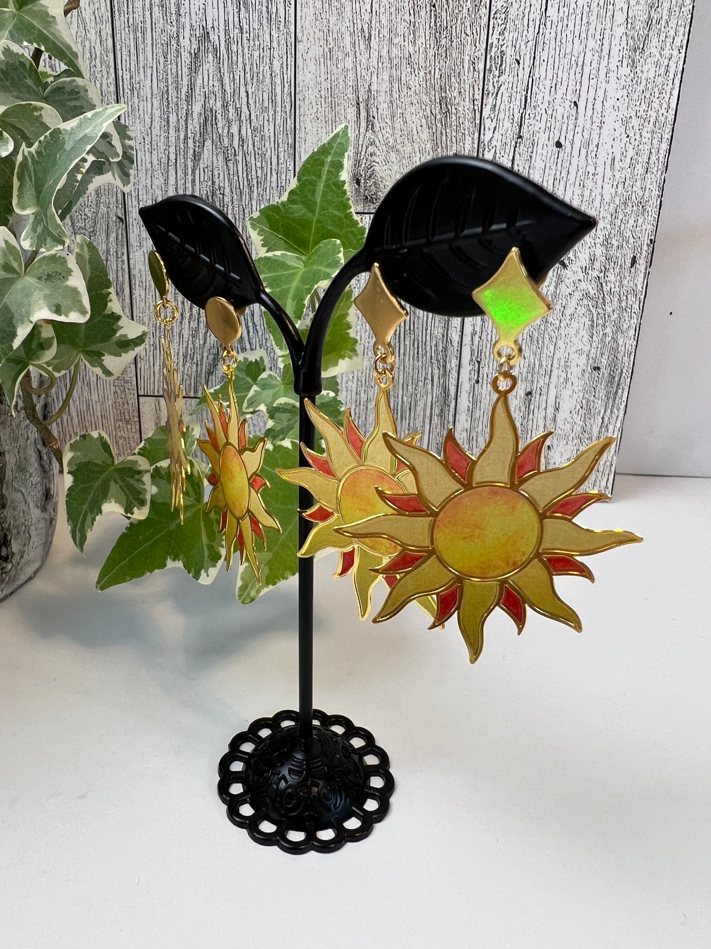 Brass Sun Statement Earrings