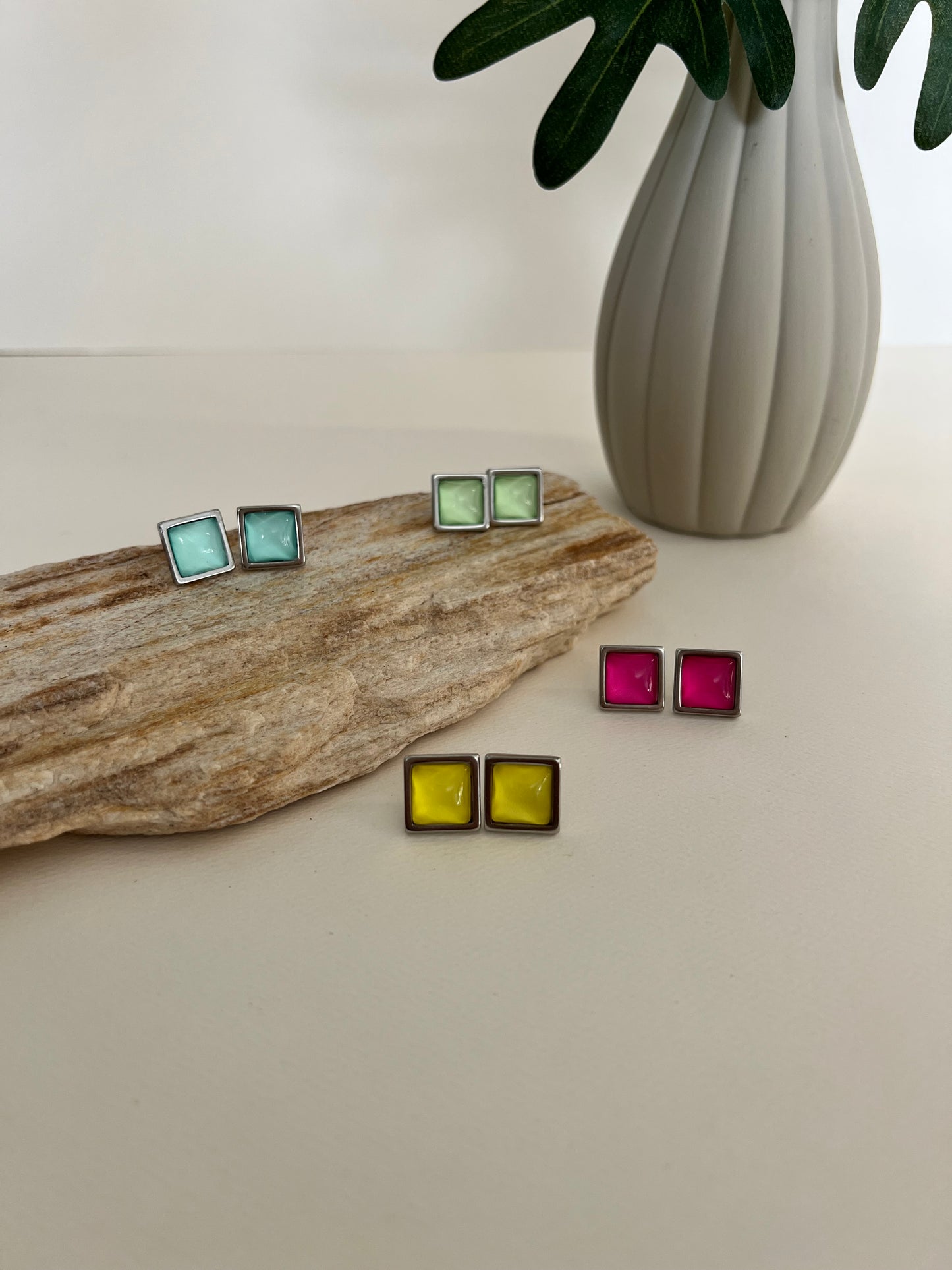 Square Silver Stud Earrings