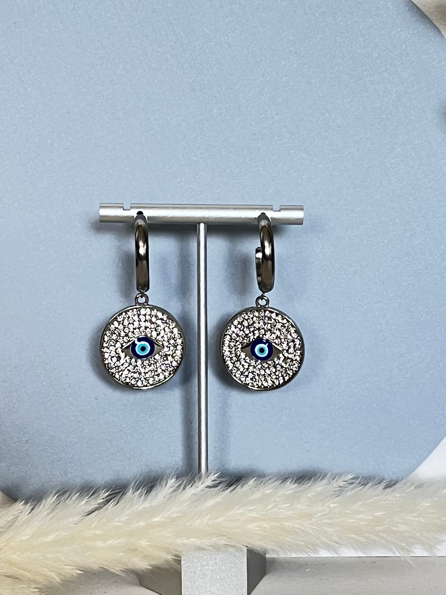 Evil Eye Zircon Hoop Earrings