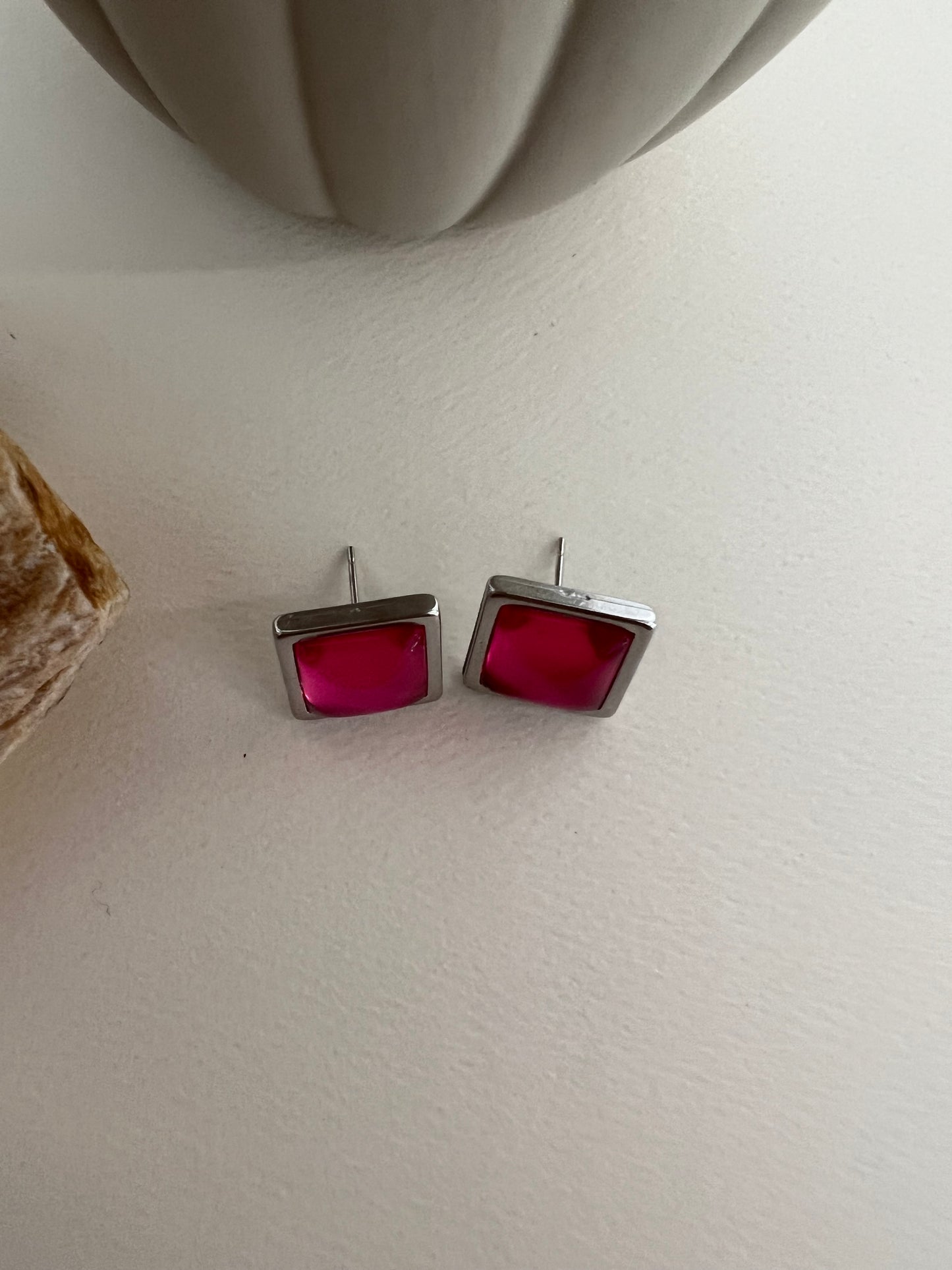 Square Silver Stud Earrings