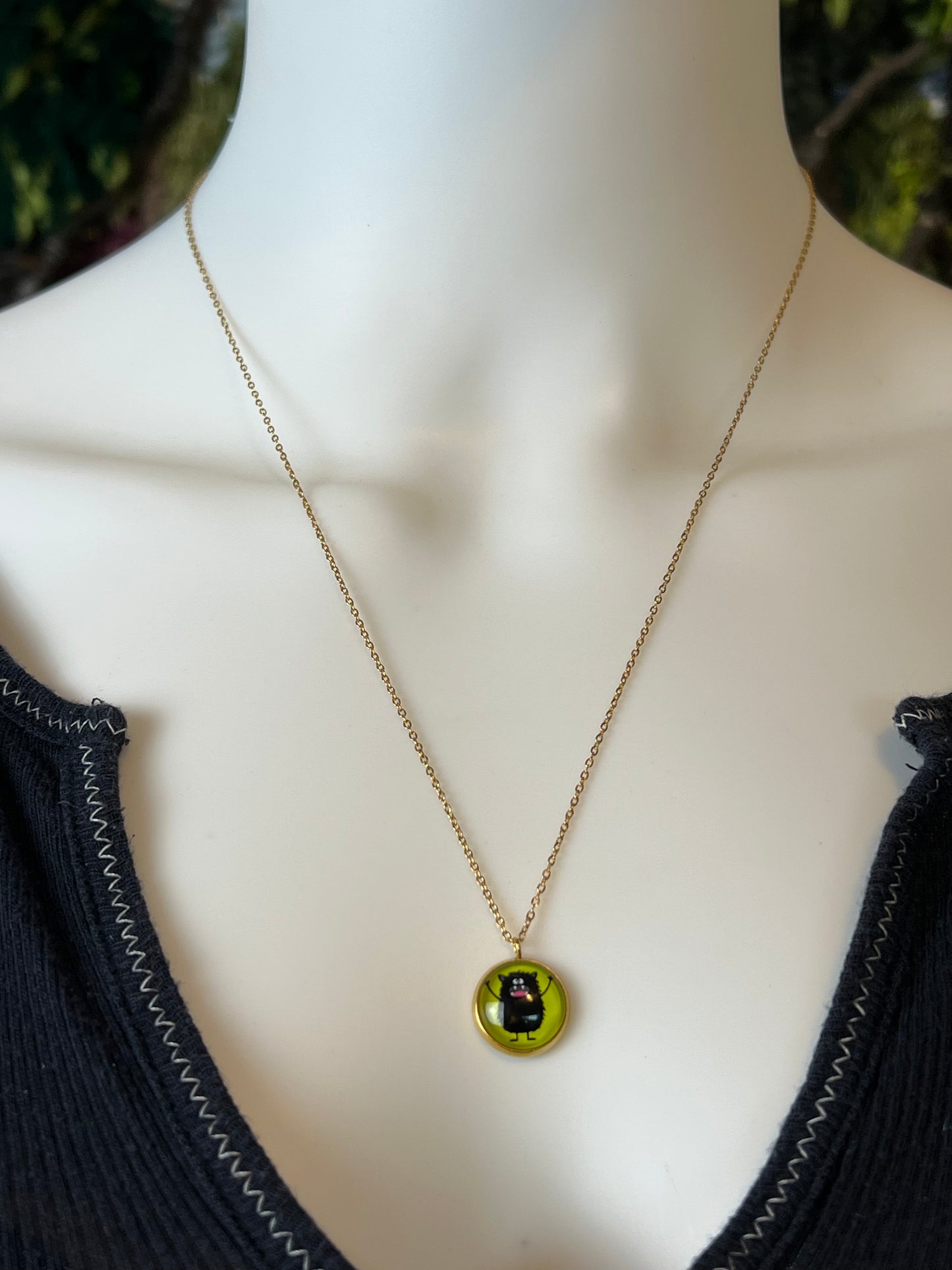 Cutesy Monster Pendant Necklace