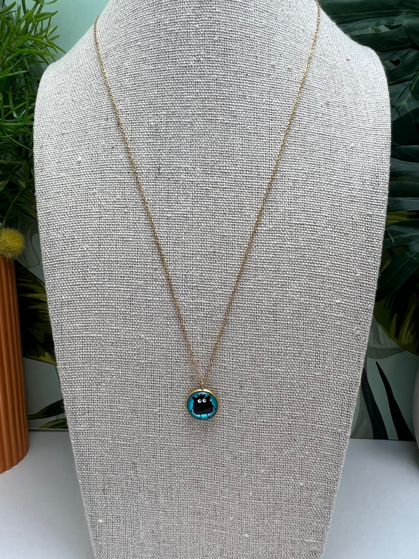 Cutesy Monster Pendant Necklace