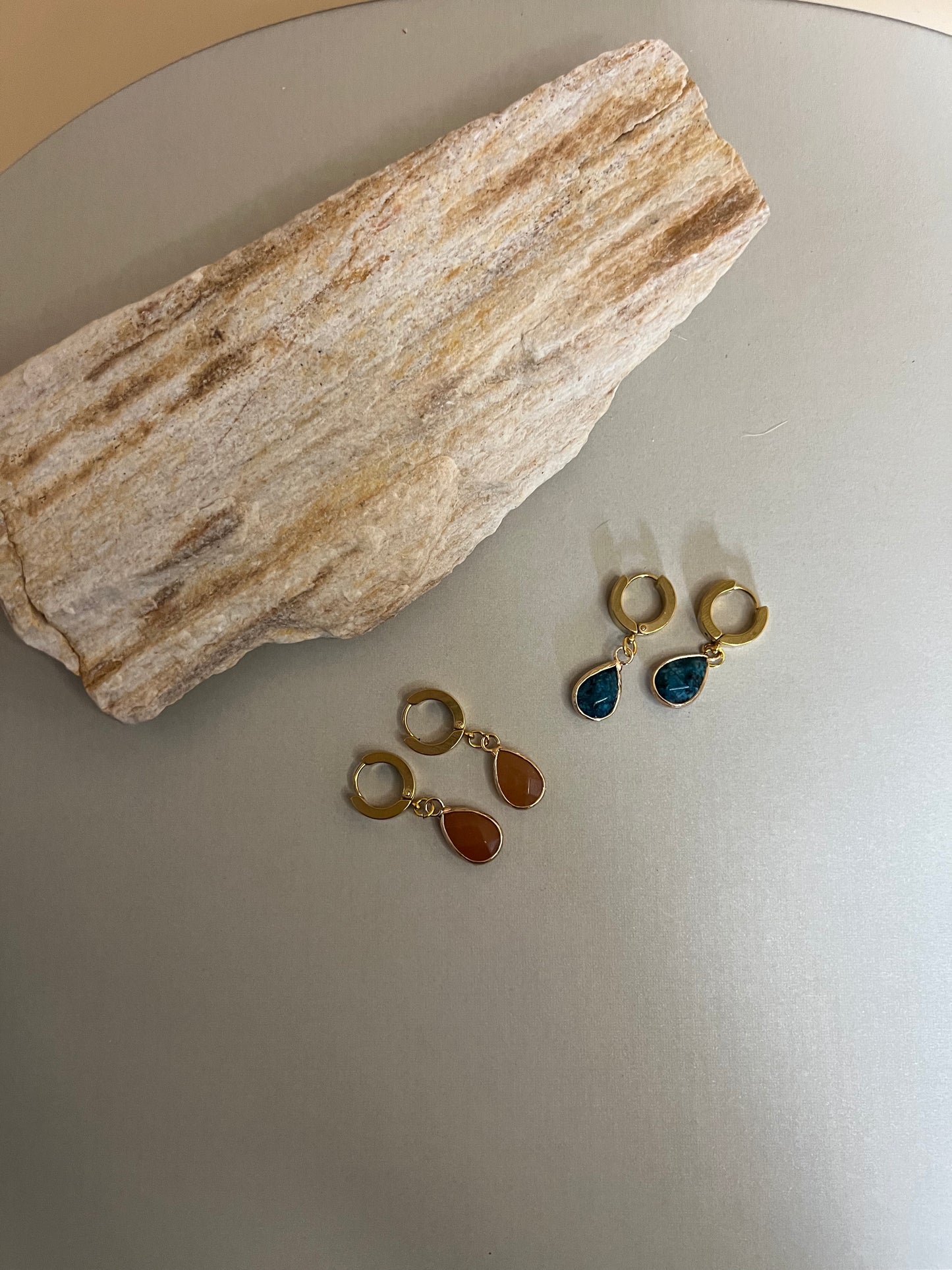 Crystal & Stone Dainty Gold Hoops