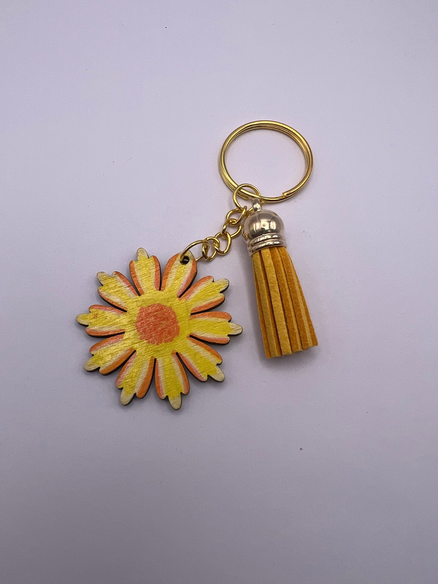 Hand-Painted Yellow Flower Keychain