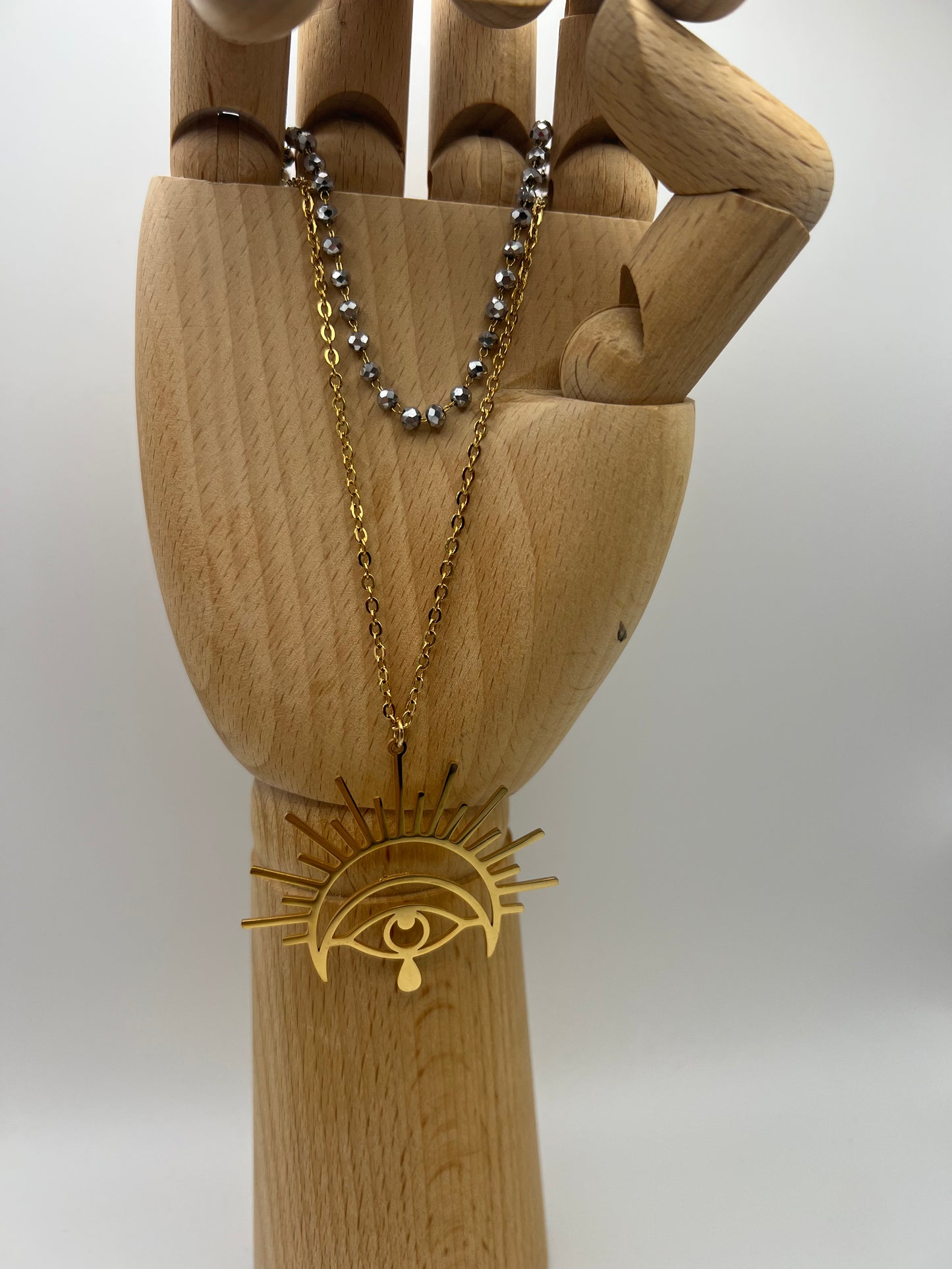 All Seeing Eye & Moon Pendant Necklace