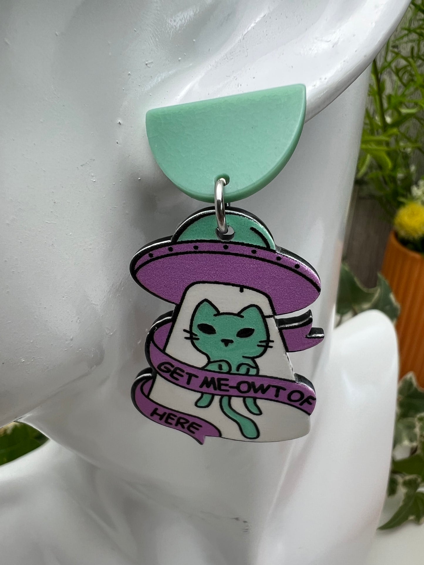 Cat & Aliens Dangle Earrings