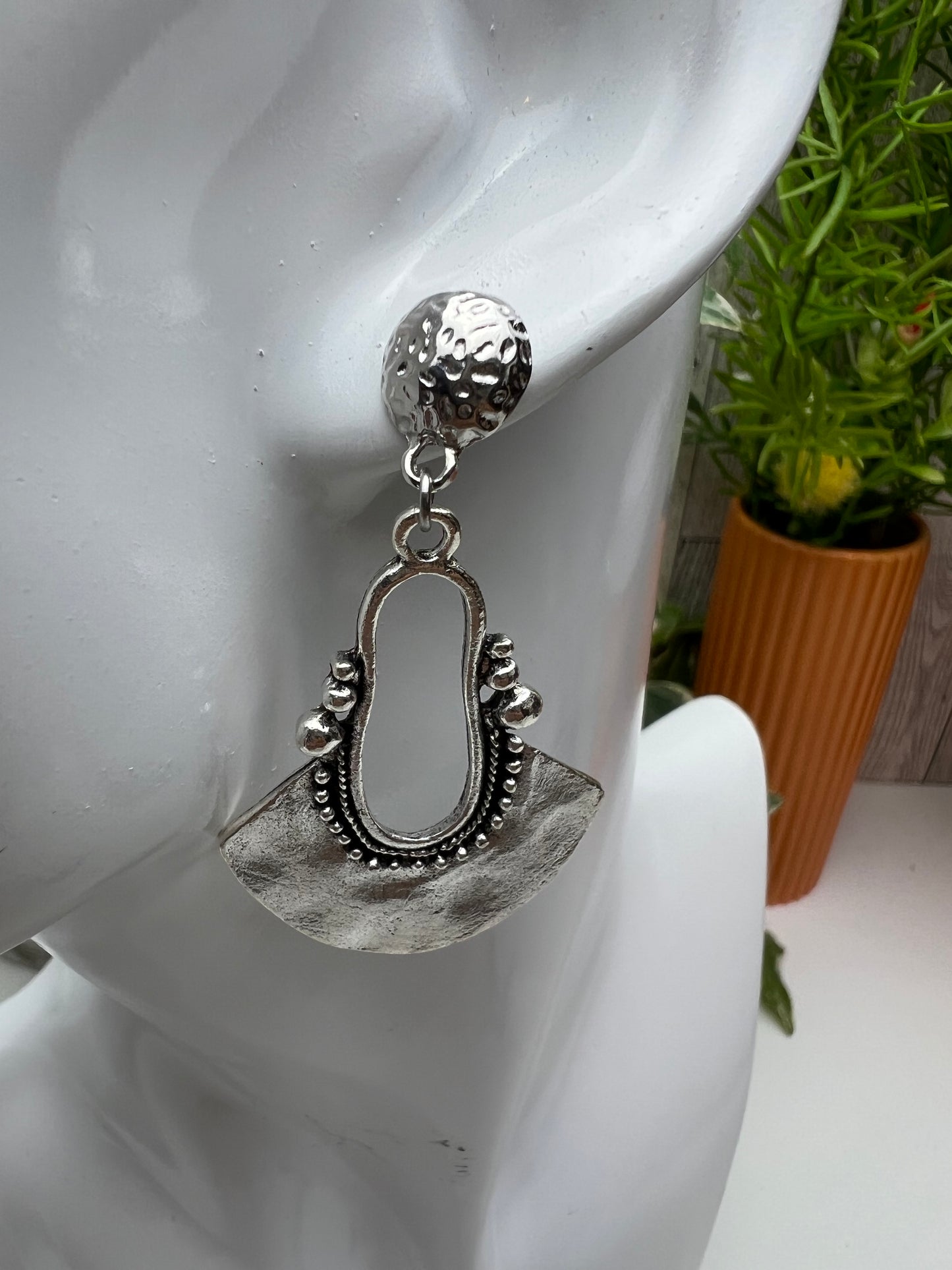 Western Boho Silver Dangle Earrings
