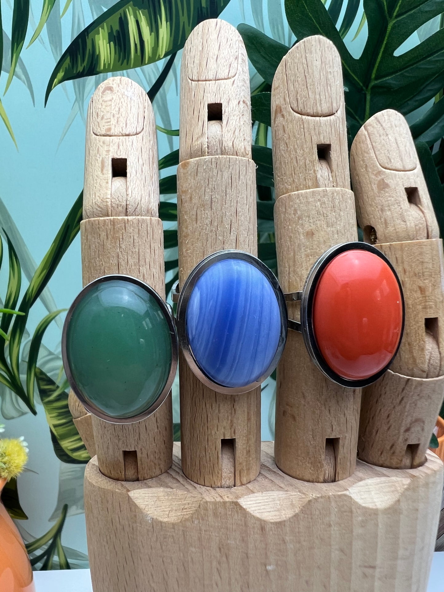 Pop-of-Color Oval Statement Rings