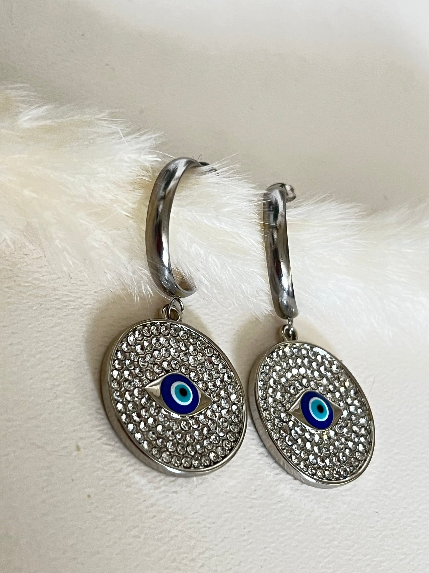 Evil Eye Zircon Hoop Earrings